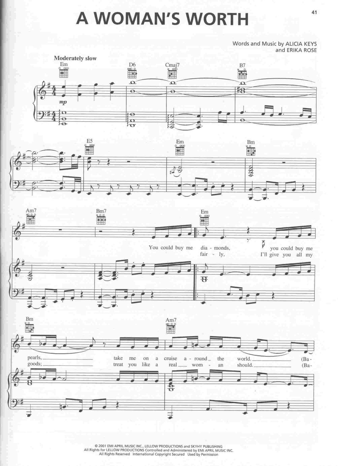 A Womans Worth Piano Sheet Music Page 1 Free PDF