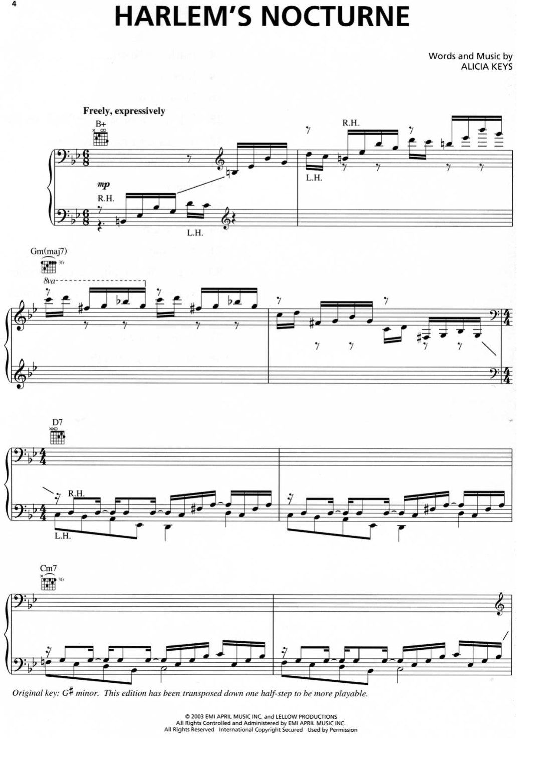 Harlem's Nocturne Piano Sheet Music Score Page 1