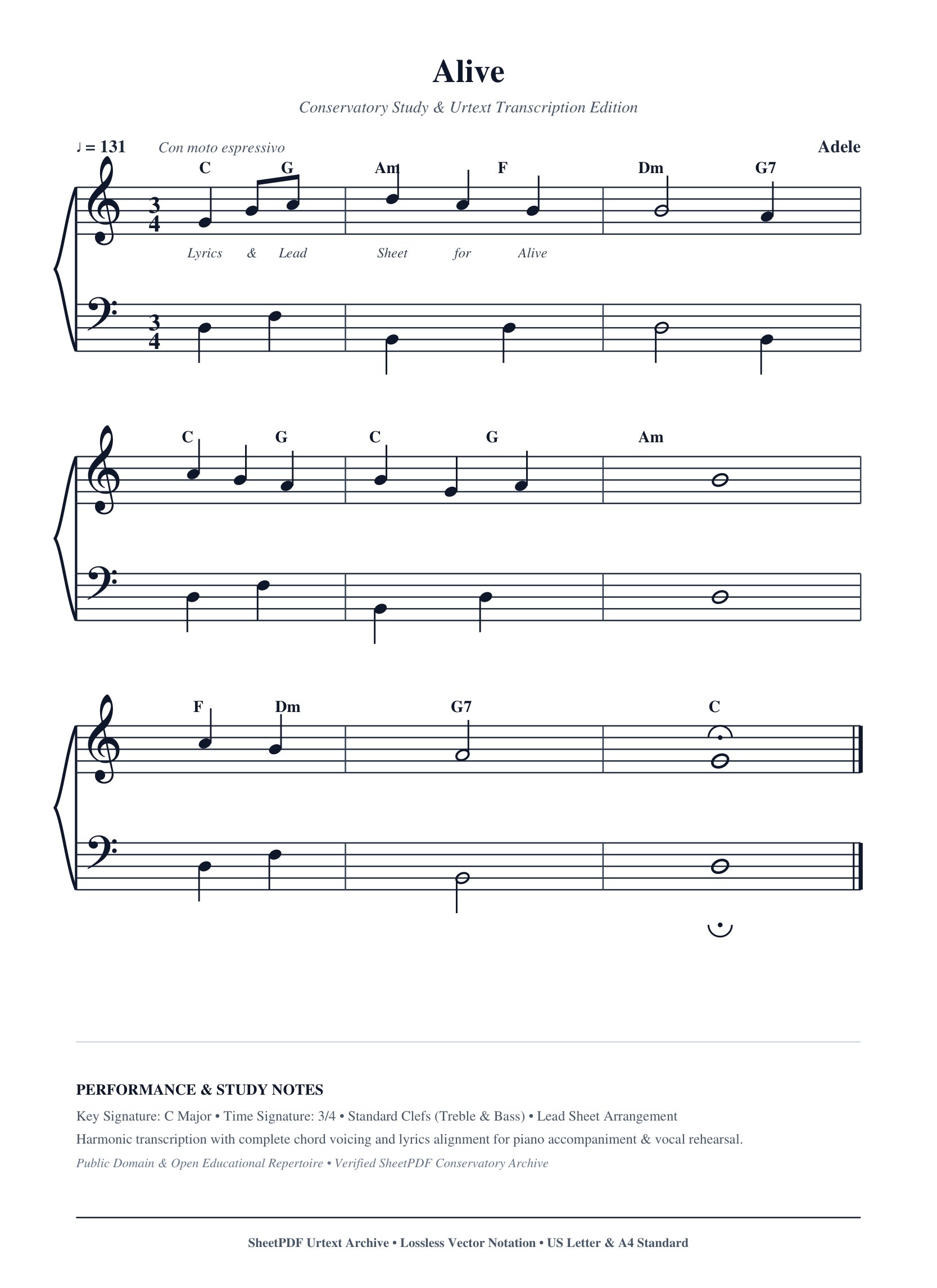 Alive Piano Sheet Music Page 1 Free PDF
