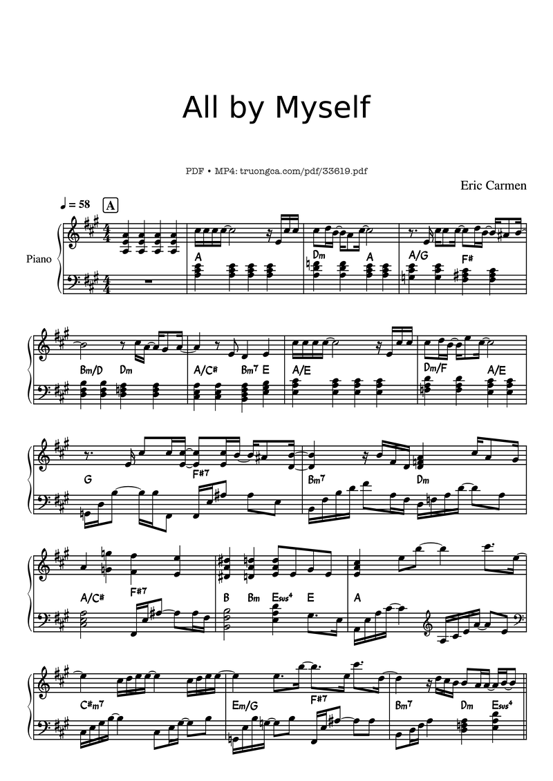 All by Myself Lyrics & Chords Folio