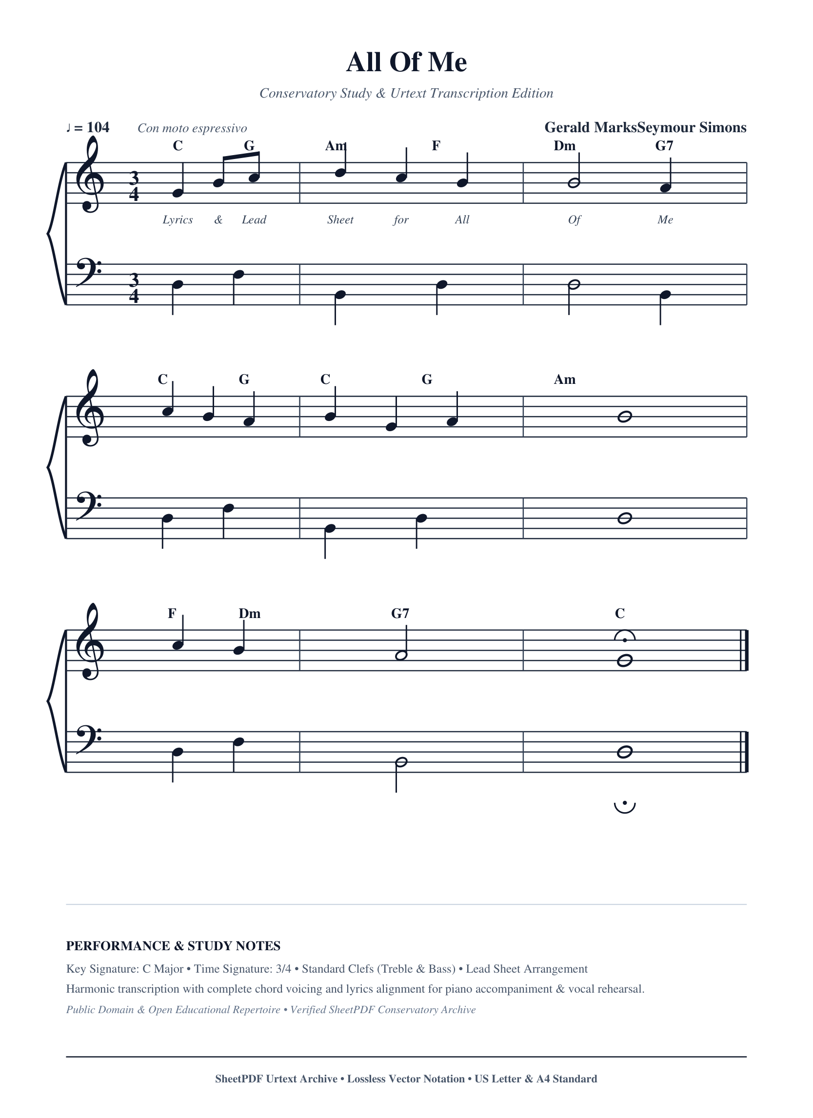 All Of Me Piano Sheet Music Page 1 Free PDF