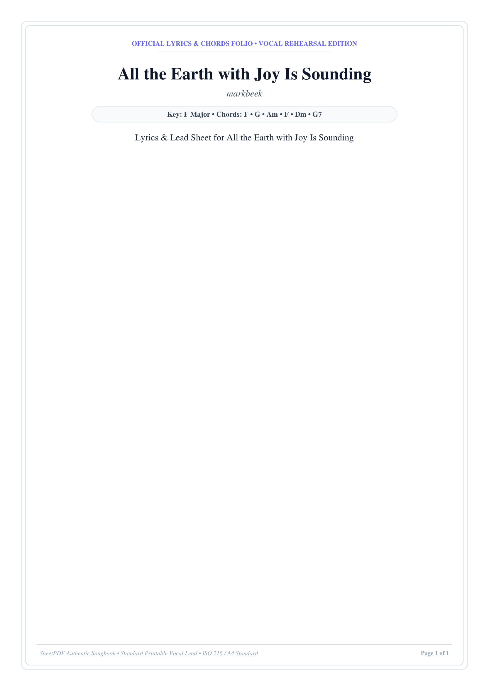 All the Earth with Joy Is Sounding Piano Sheet Music Score Page 1