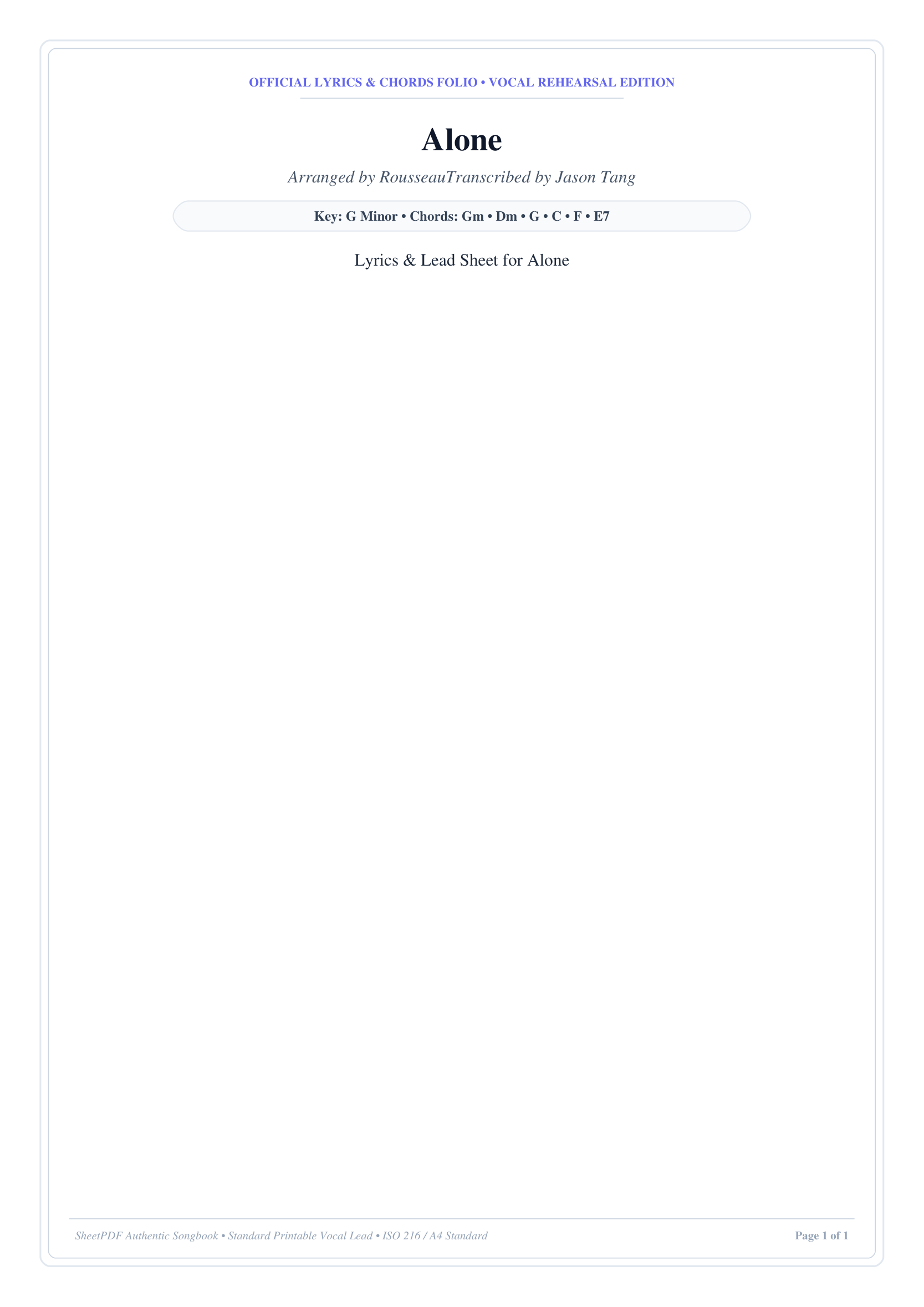 Alone Piano Sheet Music Page 1 Free PDF