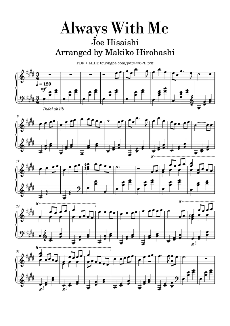 Always With Me Piano Sheet Music Page 1 Free PDF