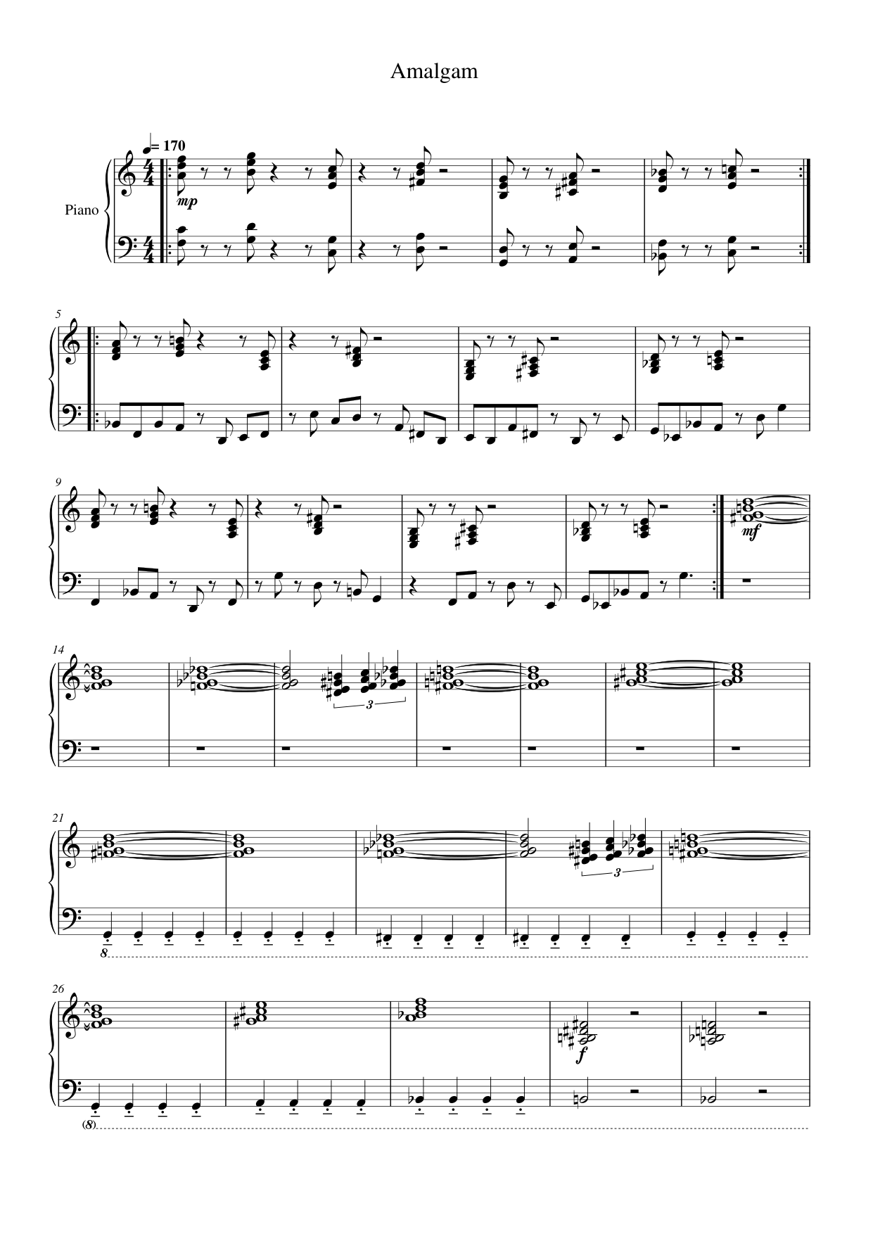Amalgam (UNDERTALE Complete Piano Sheet Music) Piano Sheet Music Page 1 Free PDF