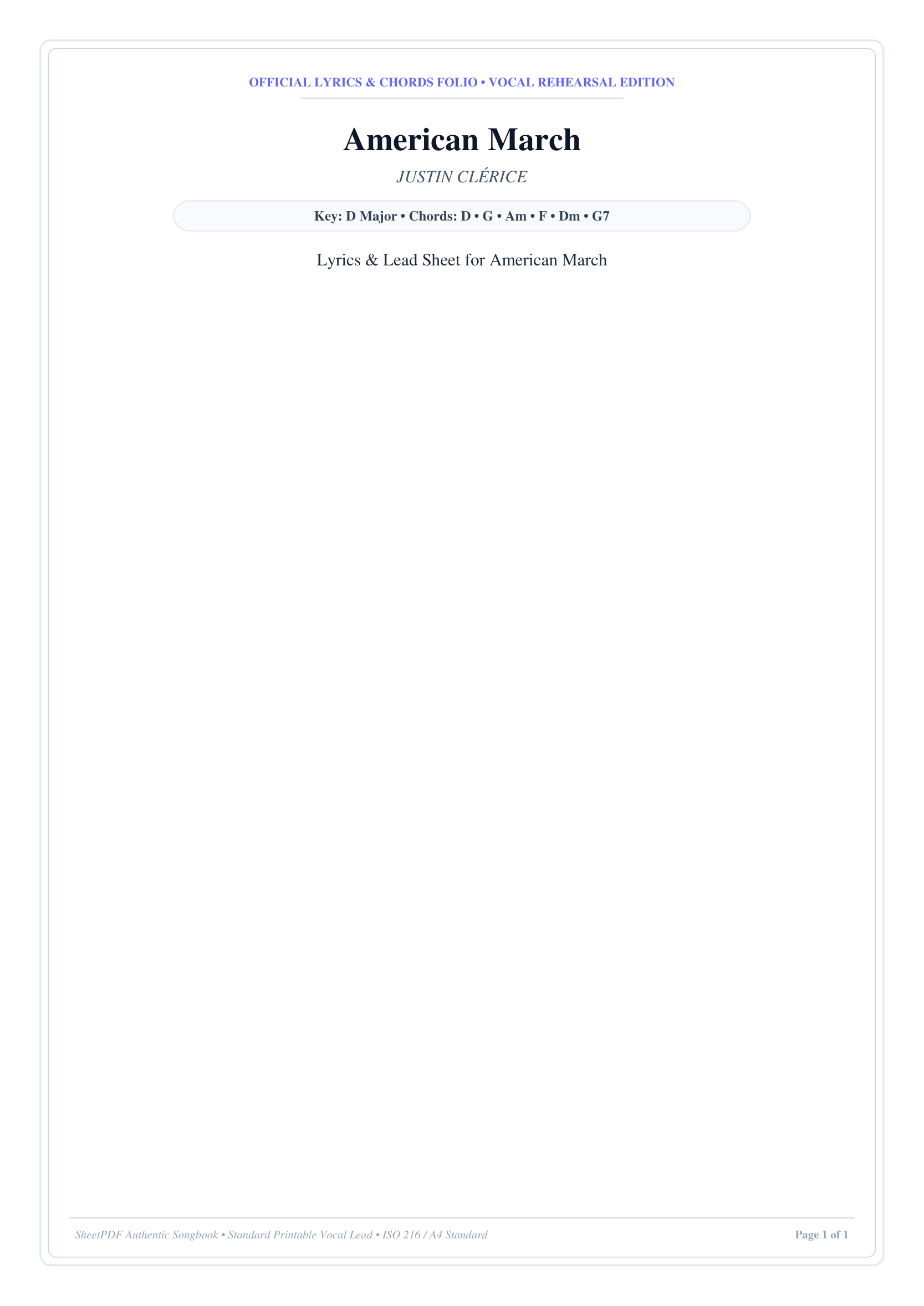 American March Piano Sheet Music Score Page 1