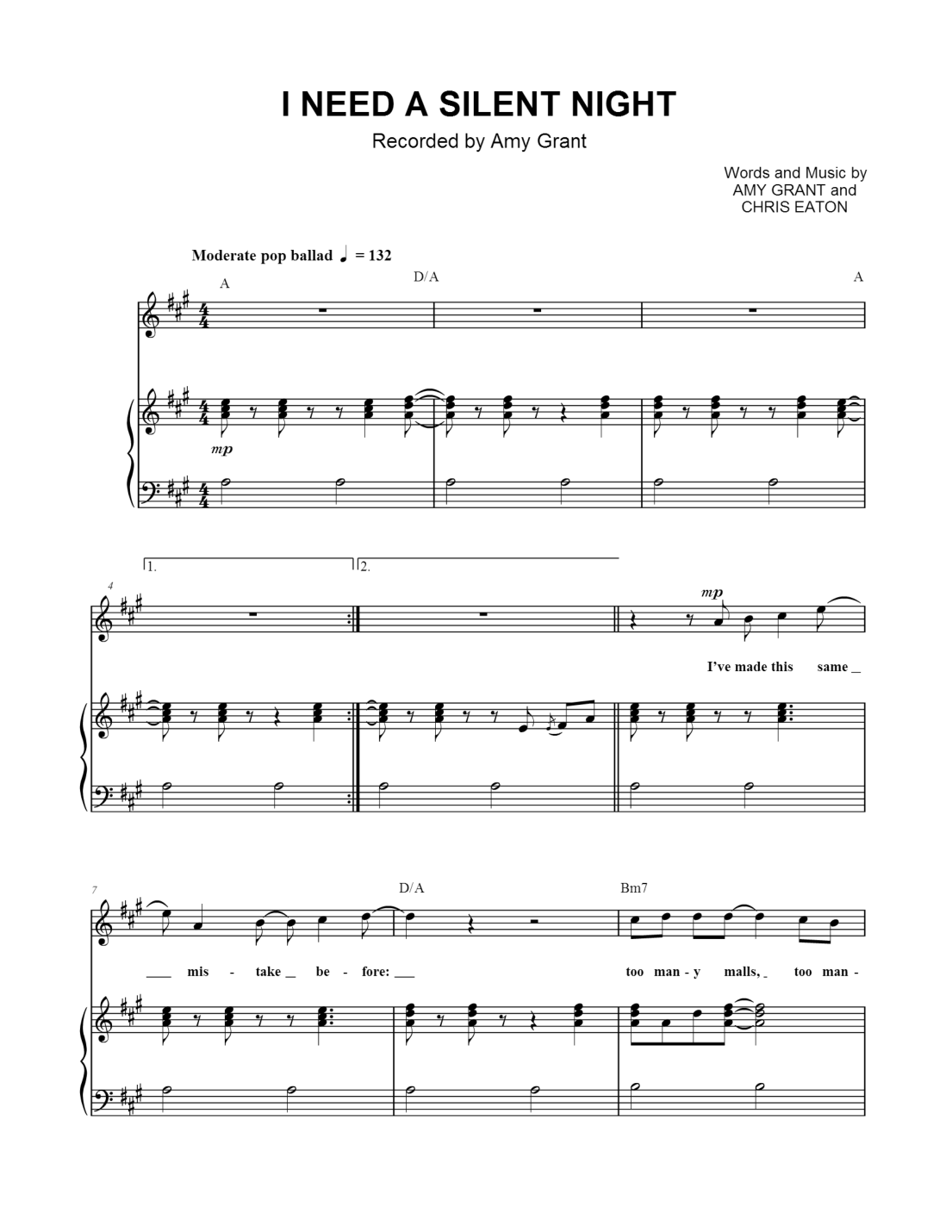 I Need Silent Night Piano Sheet Music Free PDF