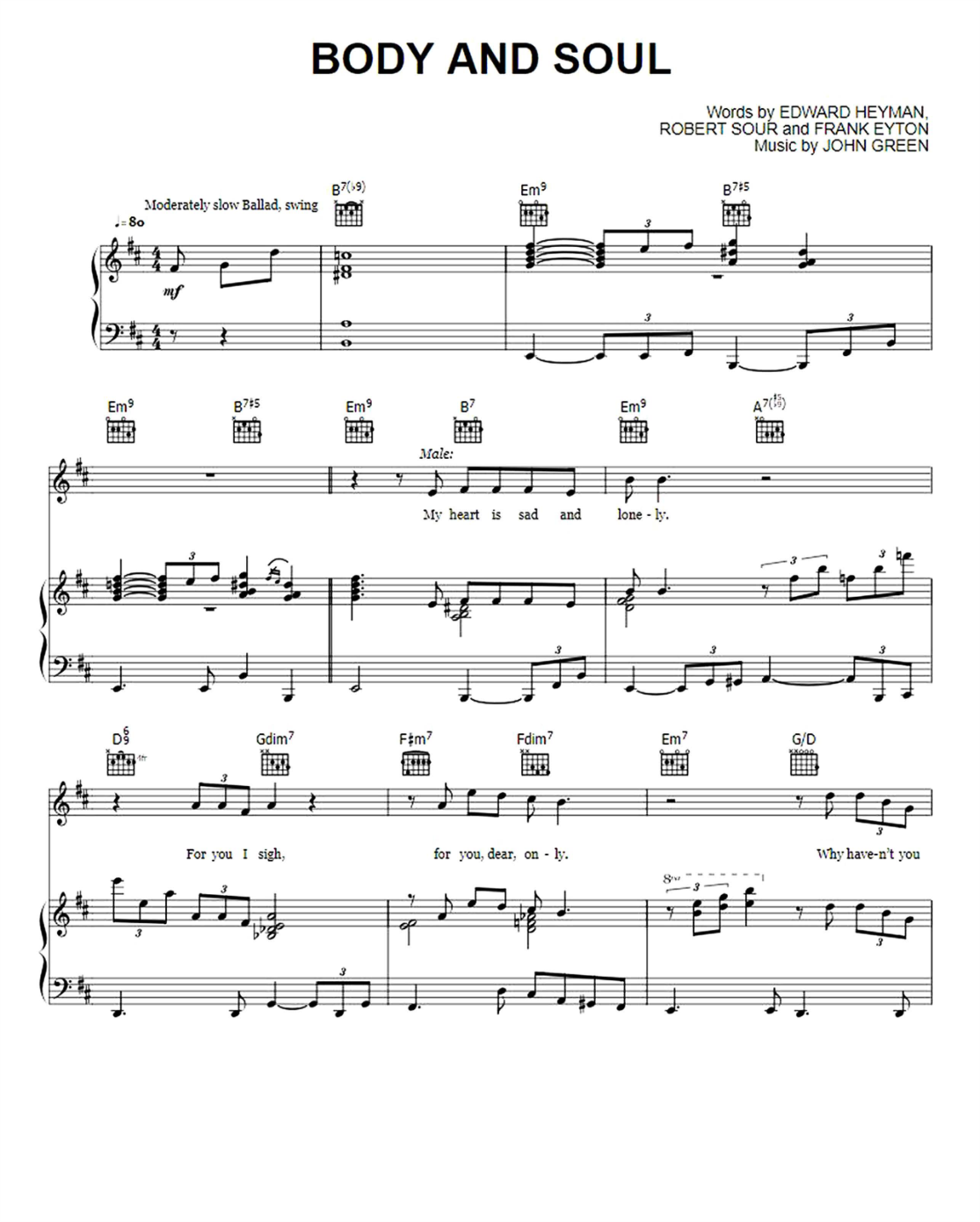 Body And Soul Piano Sheet Music Page 1 Free PDF
