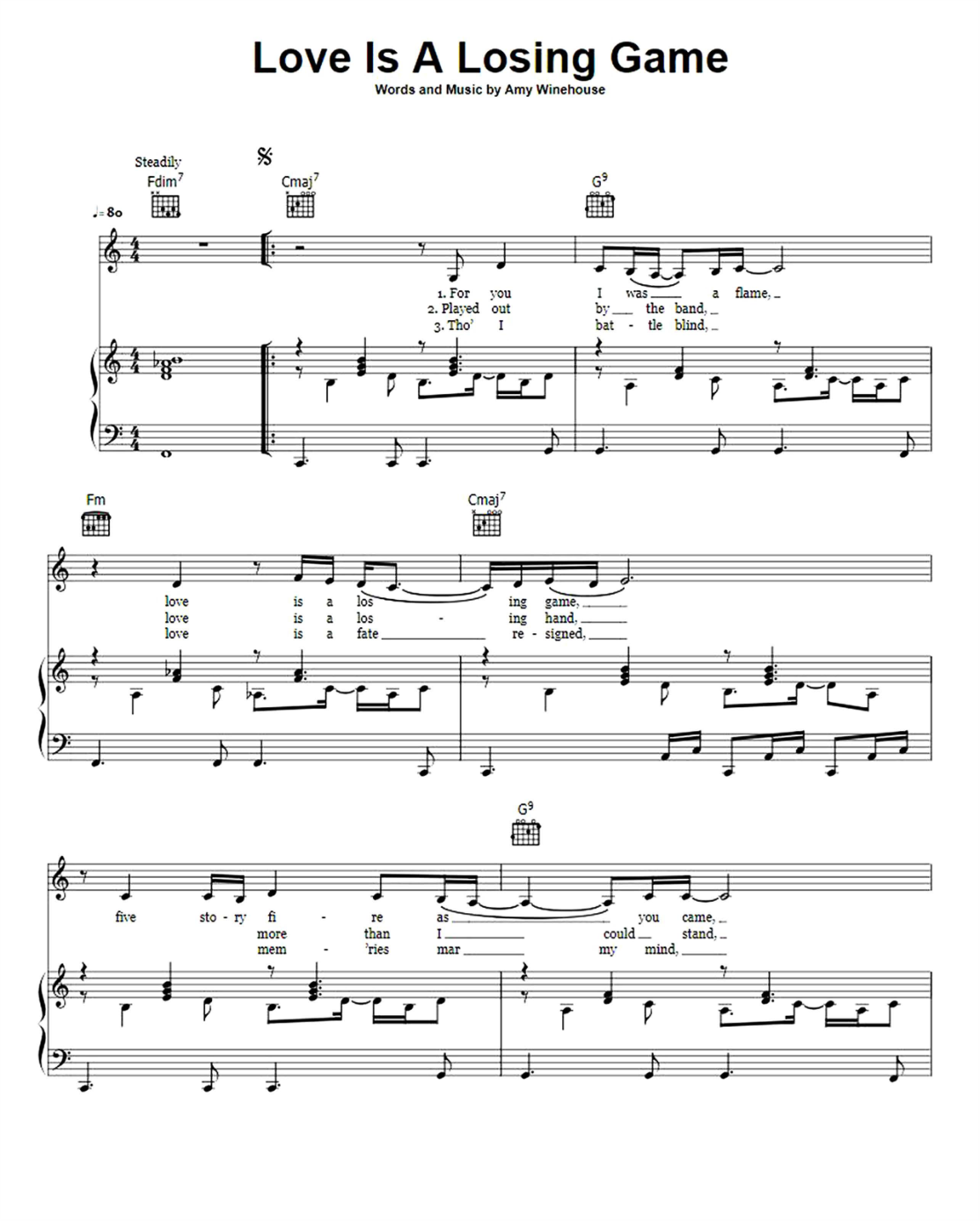 Love Is A Losing Game Piano Sheet Music Page 1 Free PDF