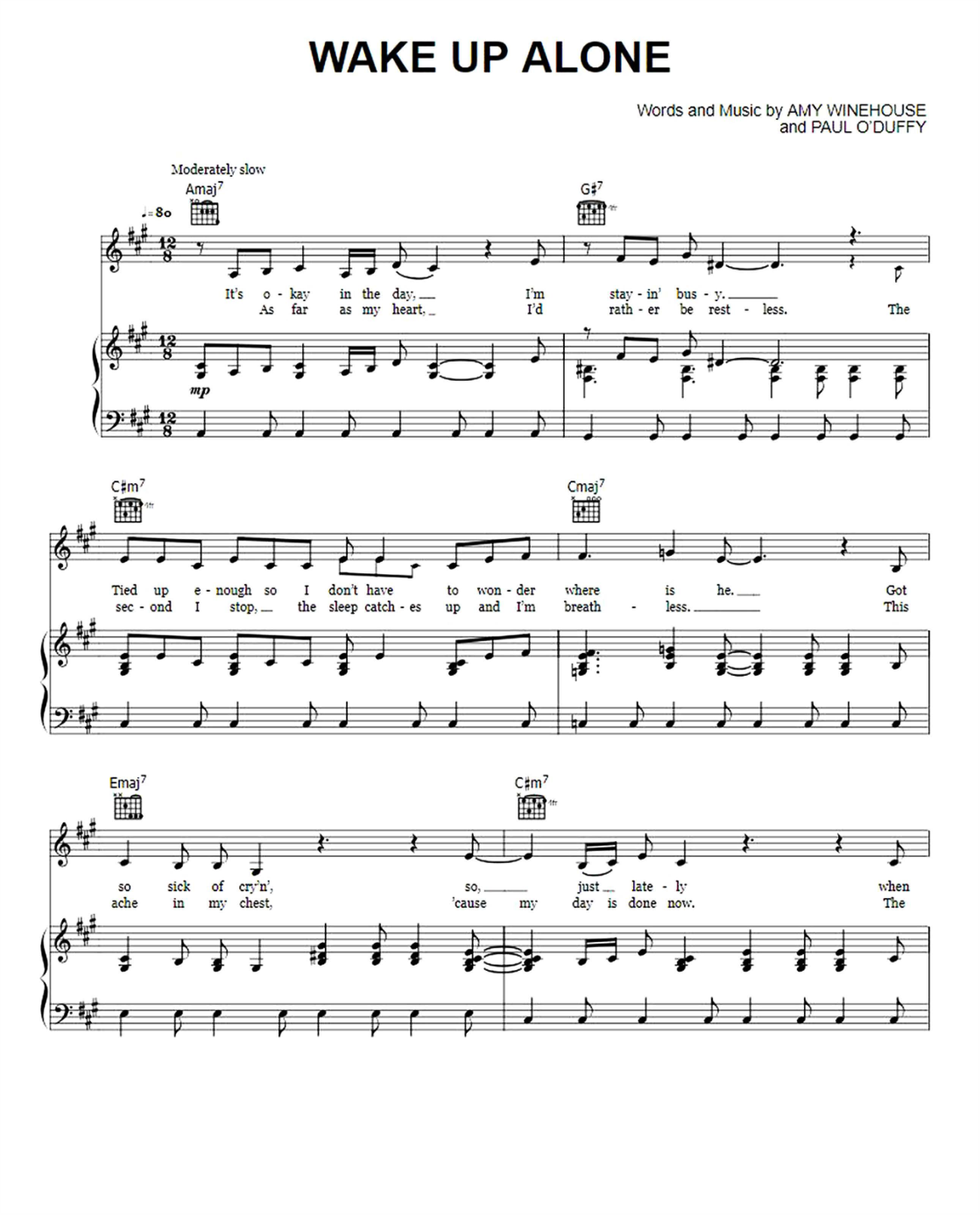 Wake Up Alone Piano Sheet Music Page 1 Free PDF