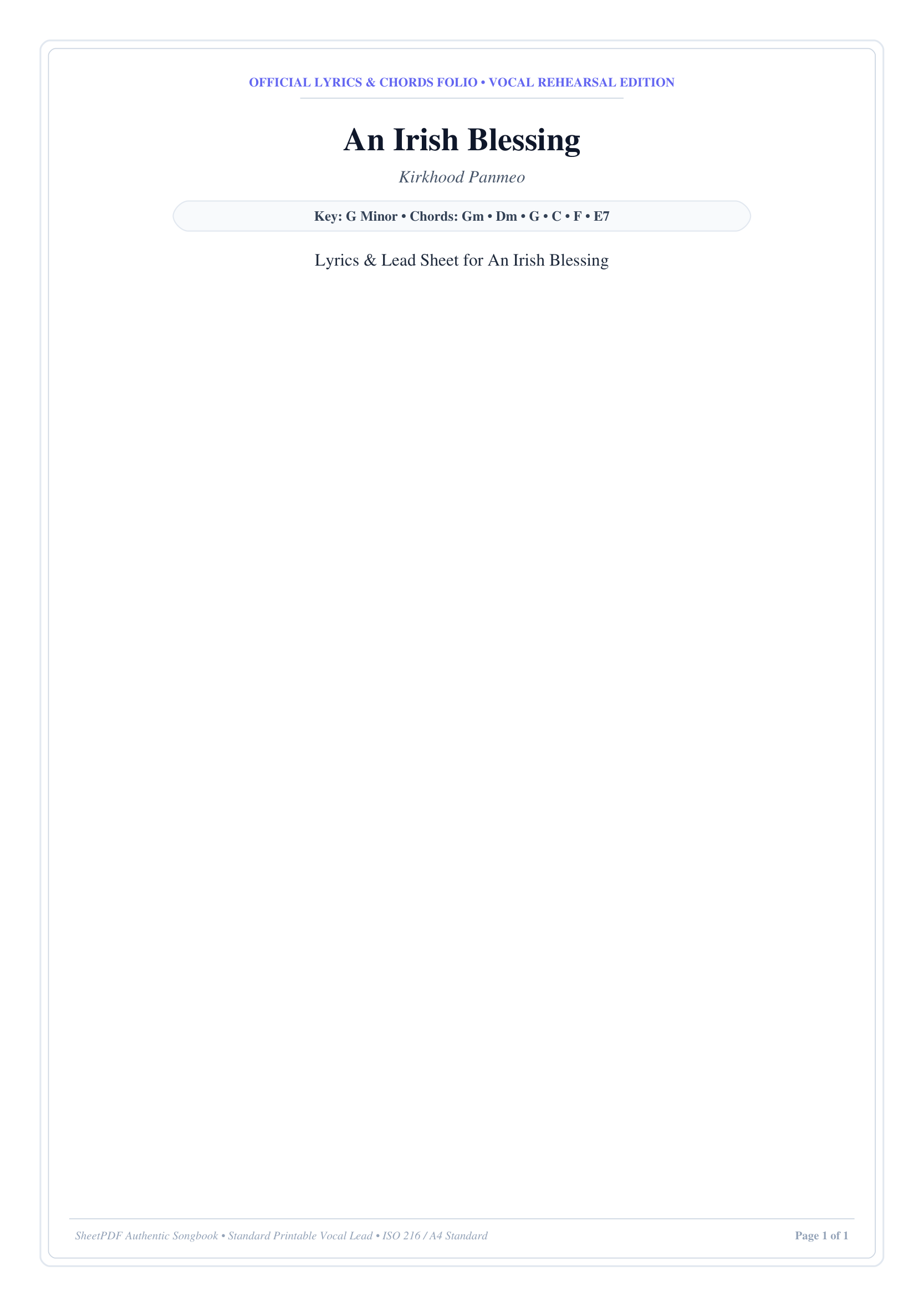 An Irish Blessing Piano Sheet Music Page 1 Free PDF