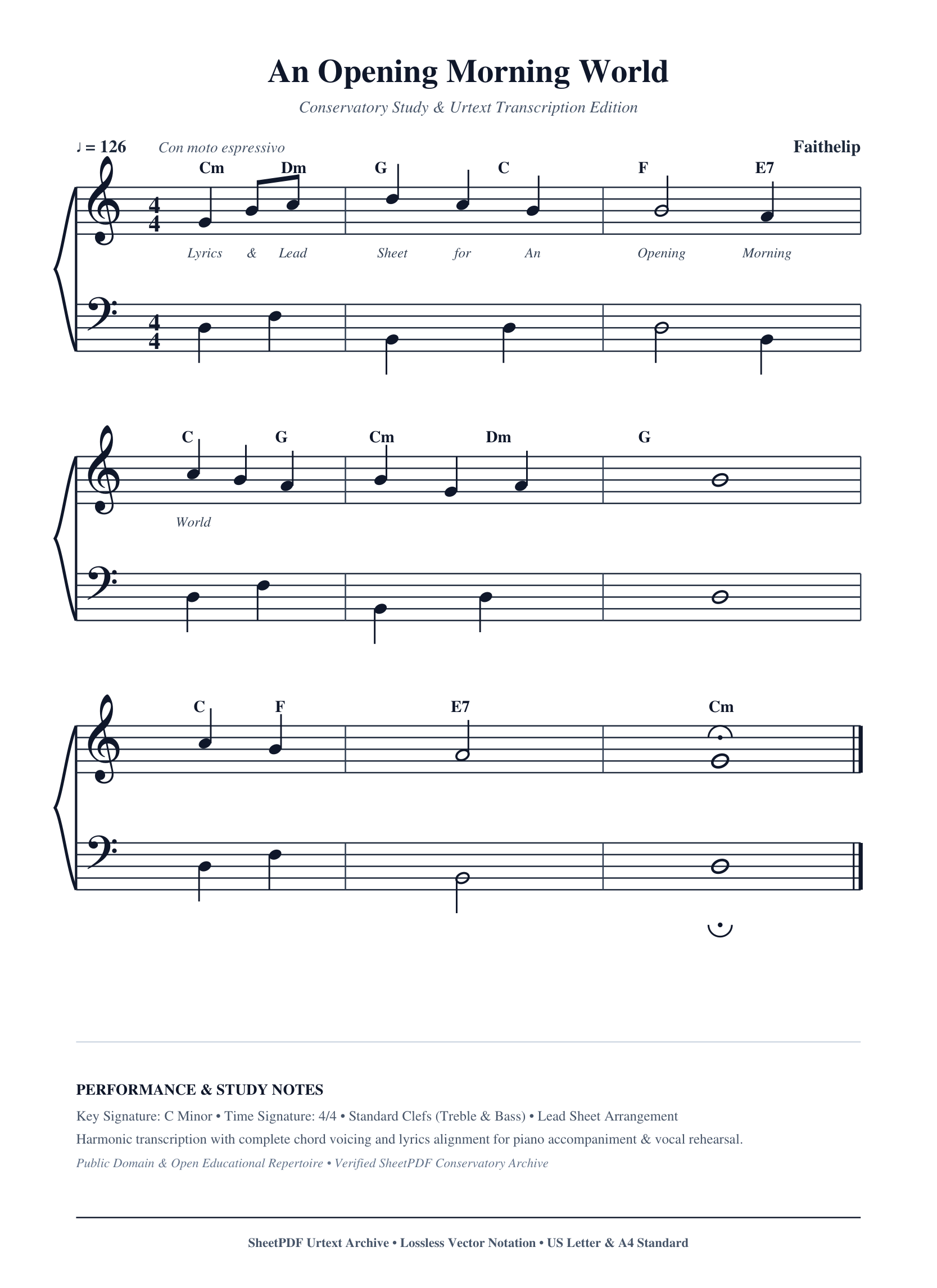 An Opening Morning World Piano Sheet Music Page 1 Free PDF