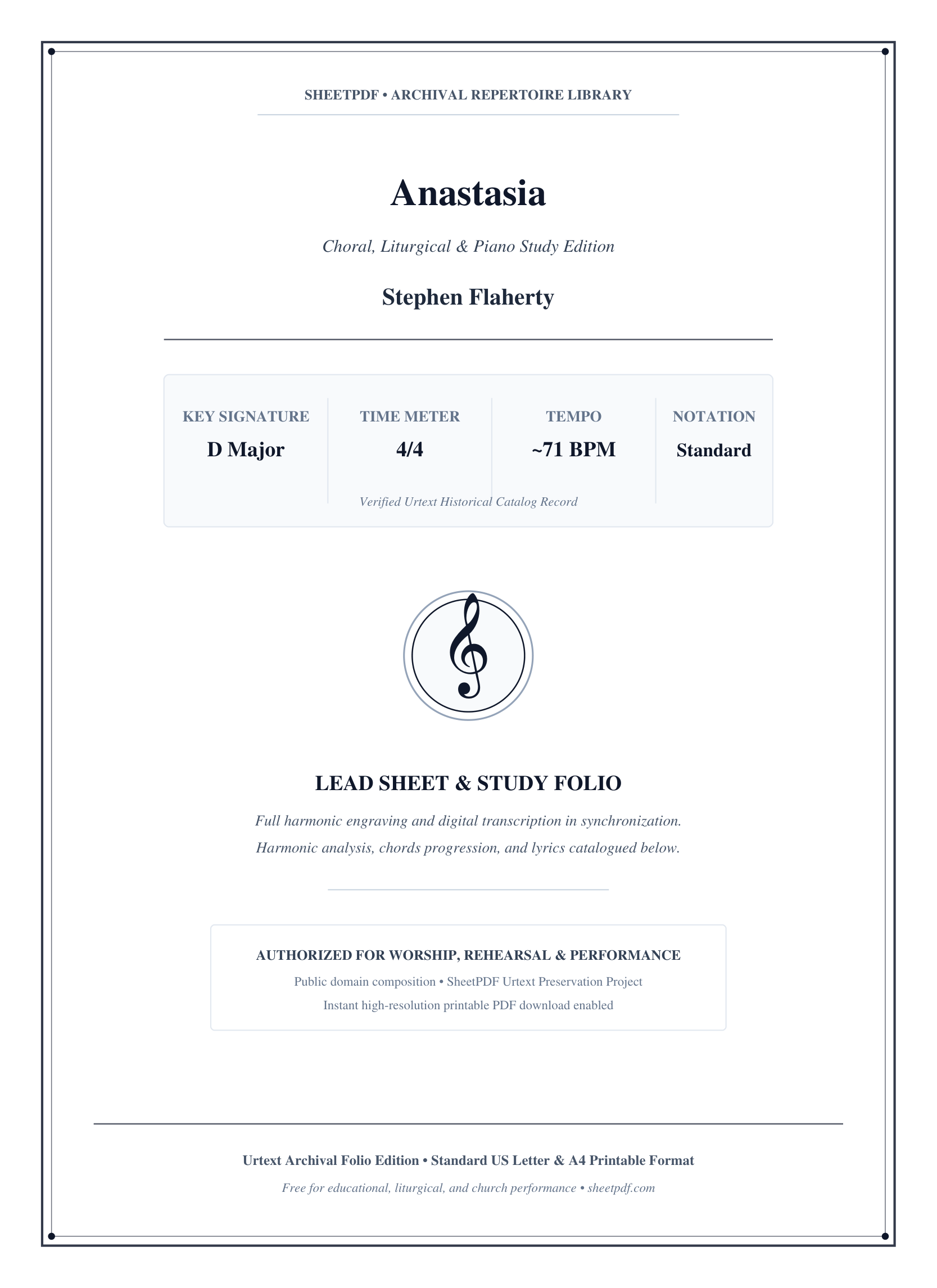 Anastasia Piano Sheet Music Page 1 Free PDF