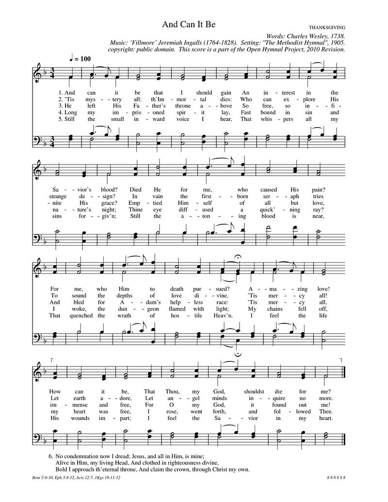 And Can It Be That I Should Gain Piano Sheet Music Page 1 Free PDF