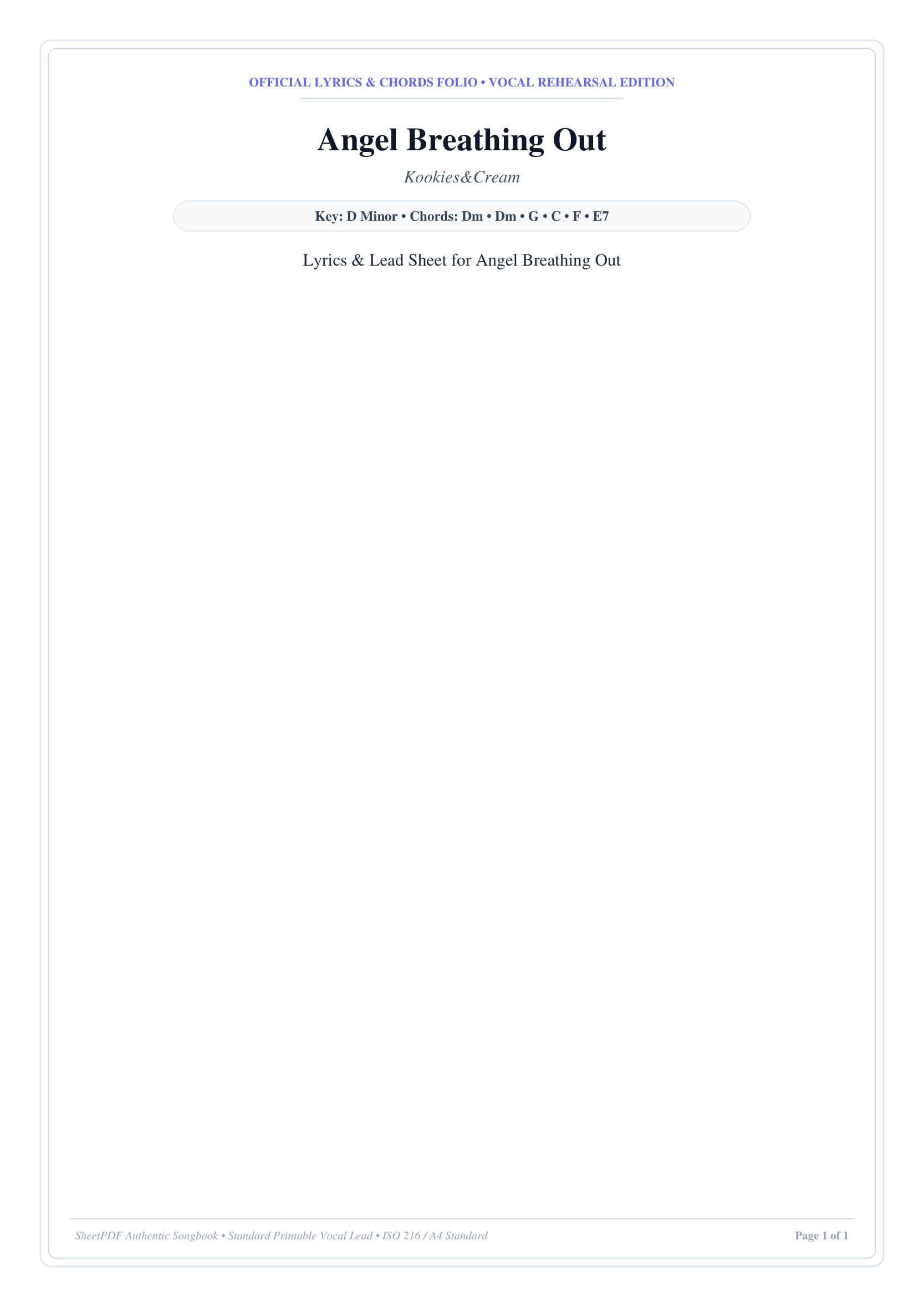 Angel Breathing Out Piano Sheet Music Page 1 Free PDF
