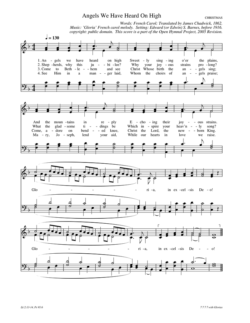 Angels We Have Heard on High Piano Sheet Music Page 1 Free PDF