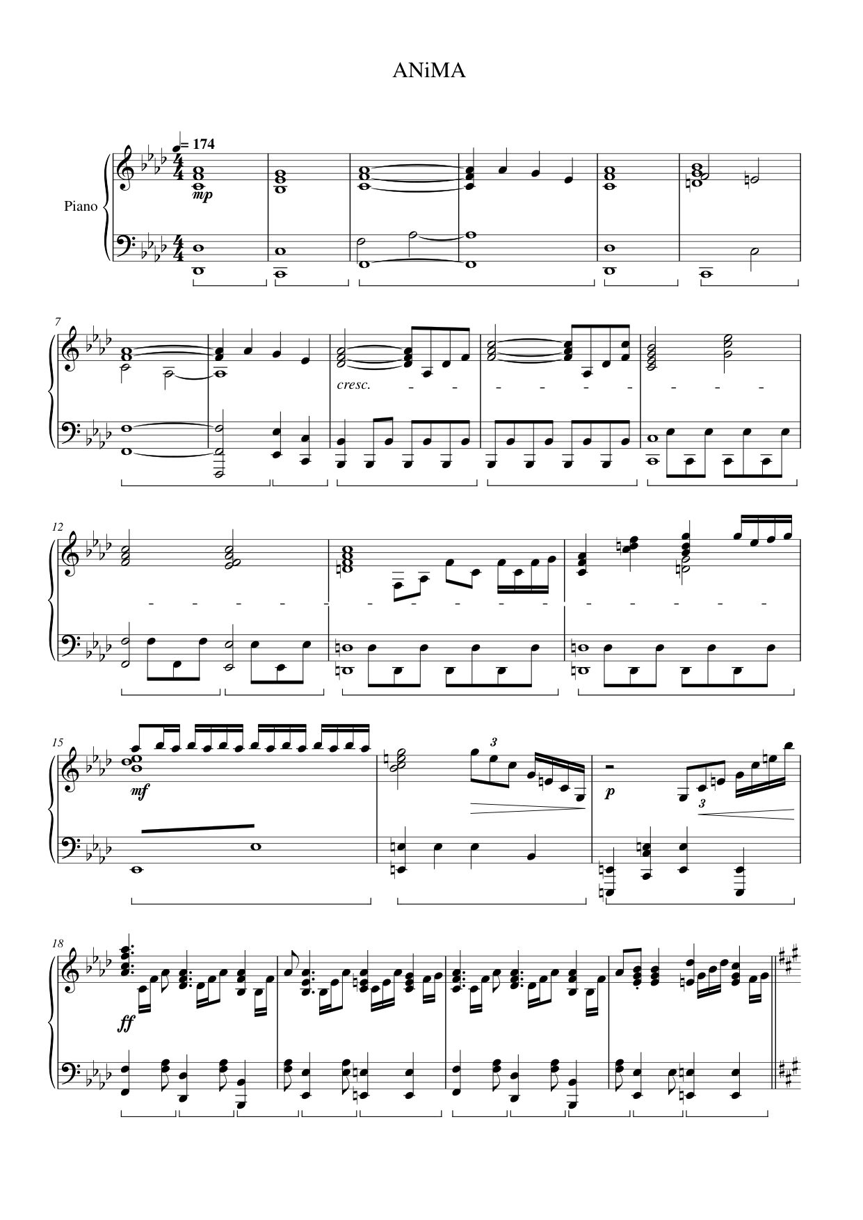 ANiMA Piano Sheet Music Page 1 Free PDF