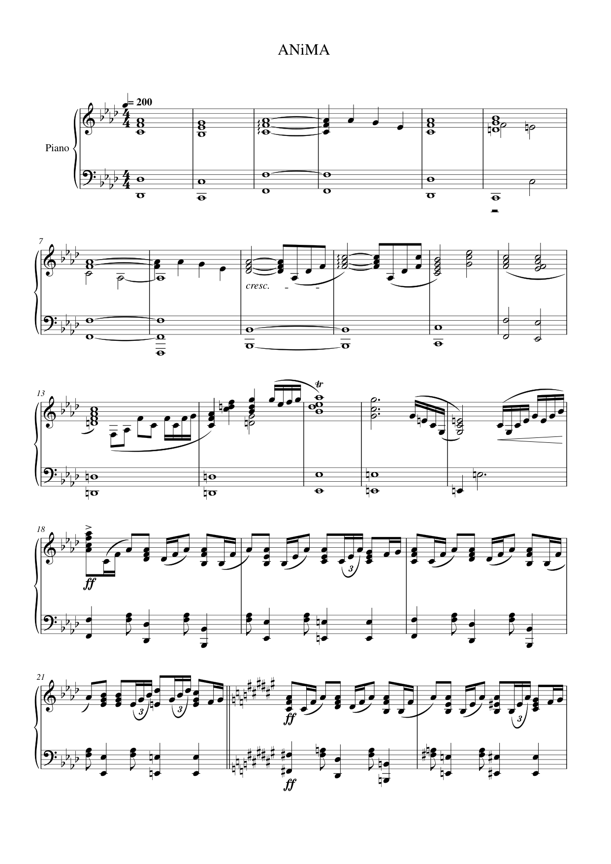ANiMA Piano Sheet Music Page 1 Free PDF