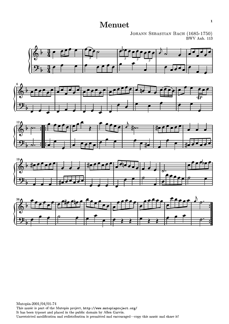 Anna Magdalena 03 Piano Sheet Music Page 1 Free PDF