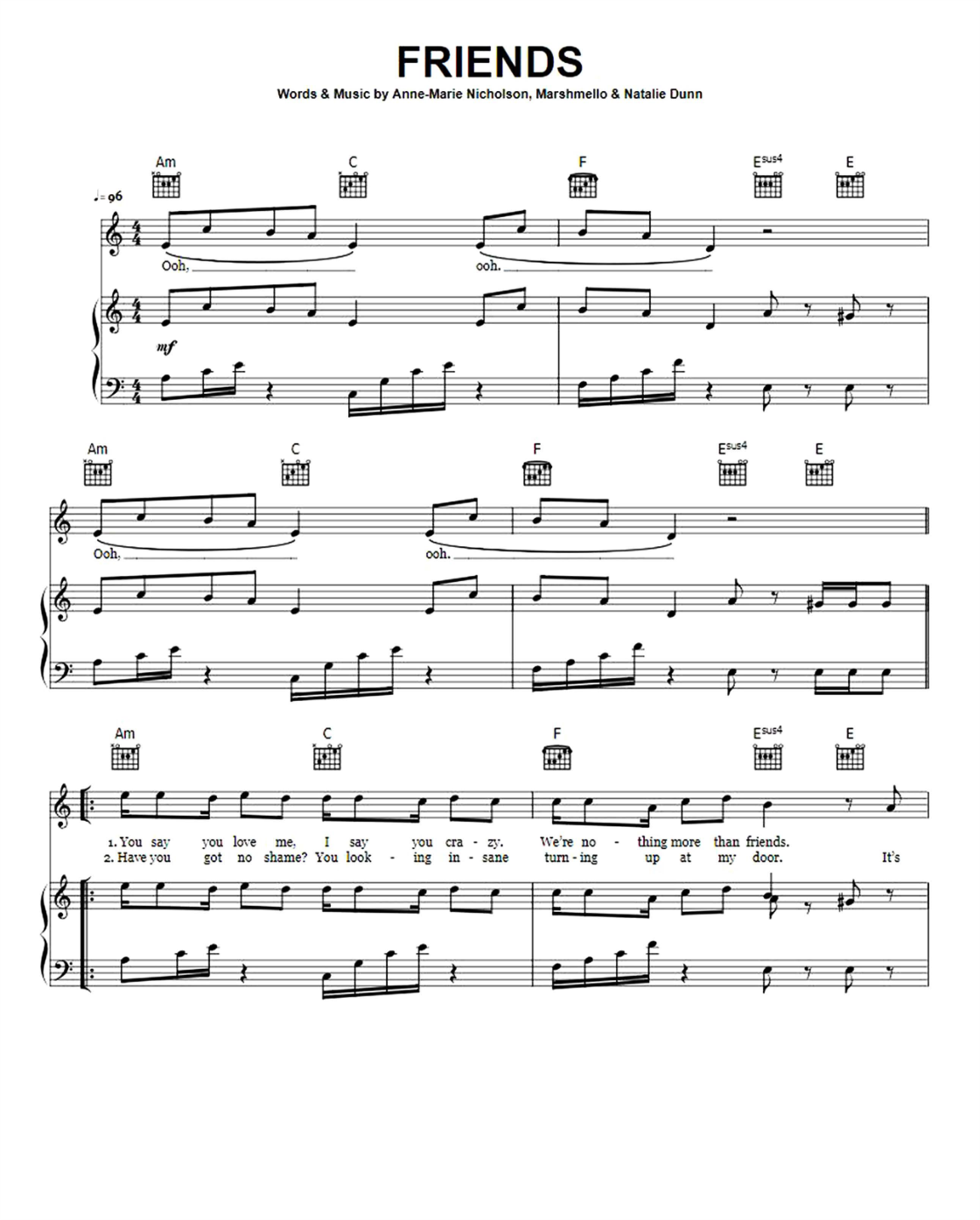FRIENDS Piano Sheet Music Page 1 Free PDF