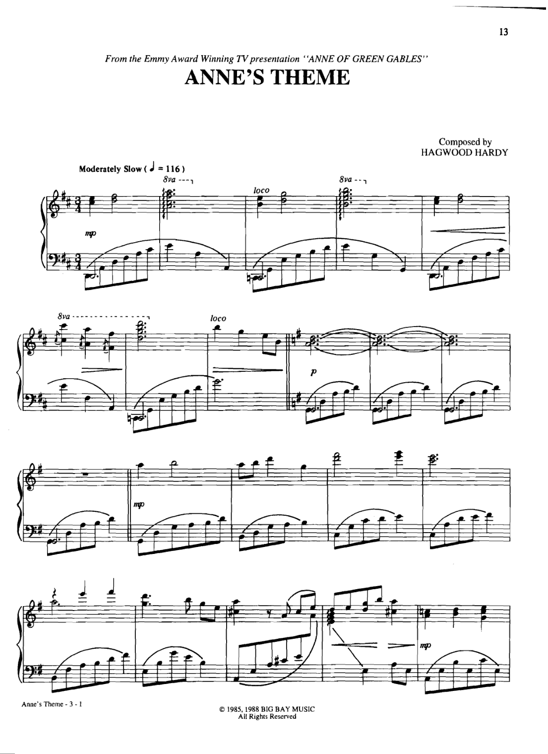 Anne Of Green Gables Piano Sheet Music Page 1 Free PDF