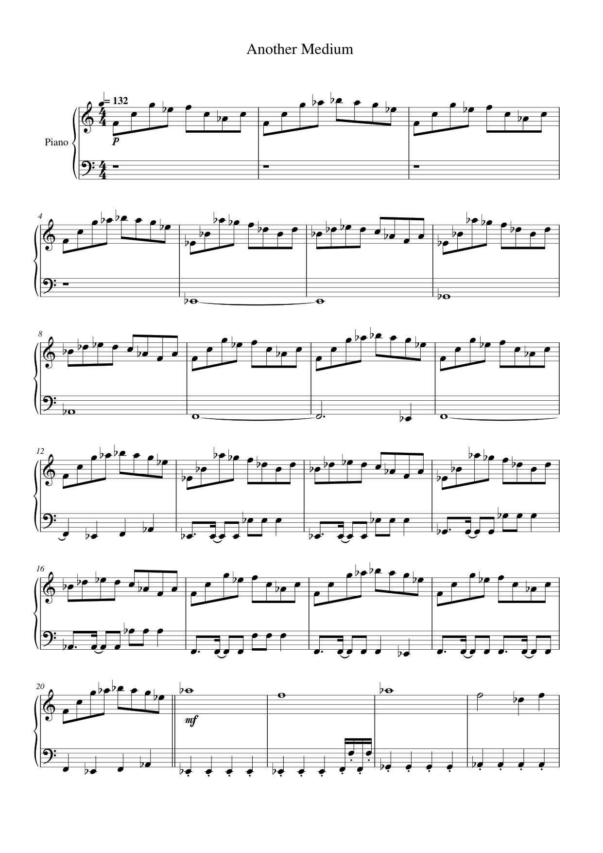 Another Medium Piano Sheet Music Page 1 Free PDF