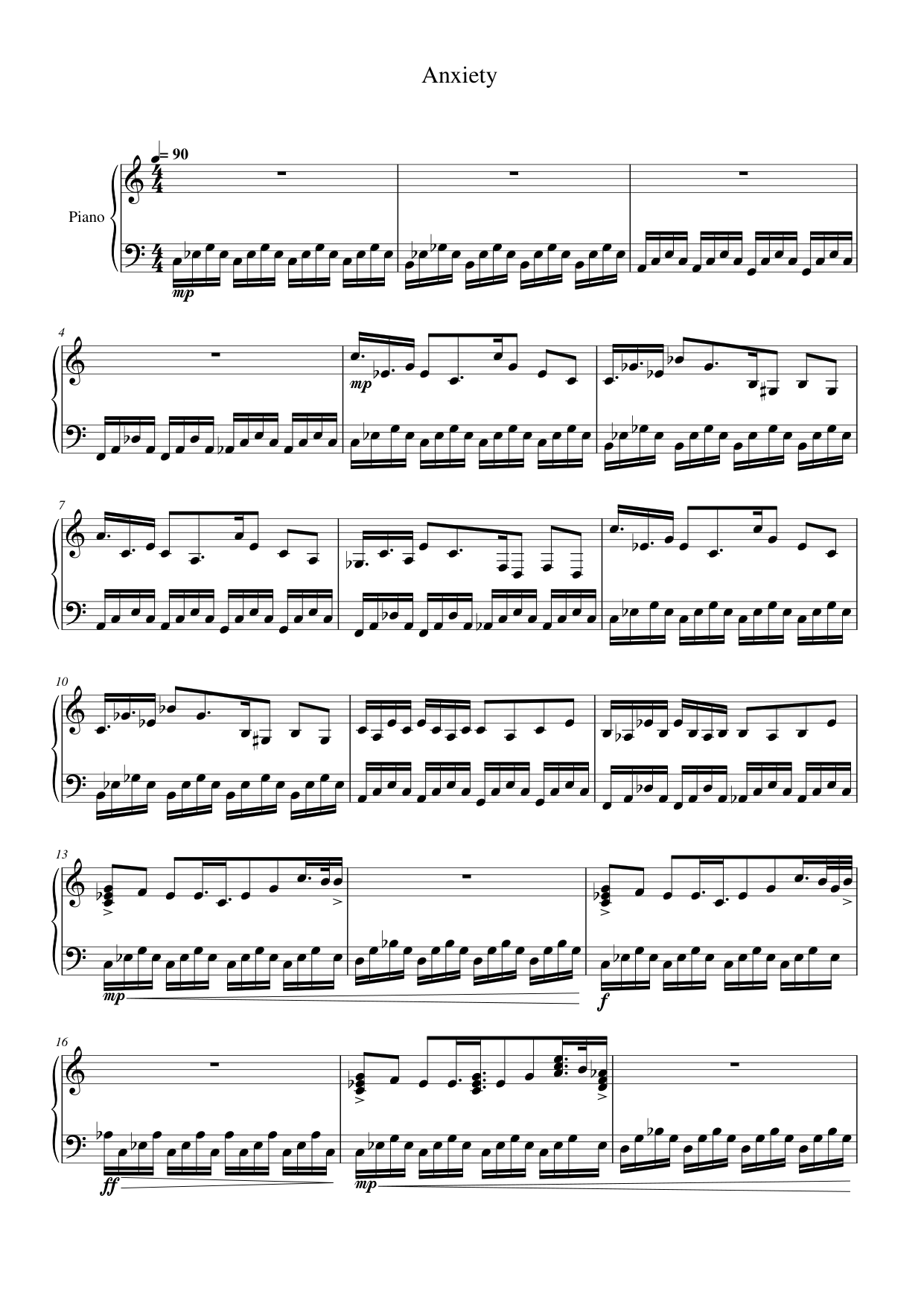 Anxiety Piano Sheet Music Page 1 Free PDF