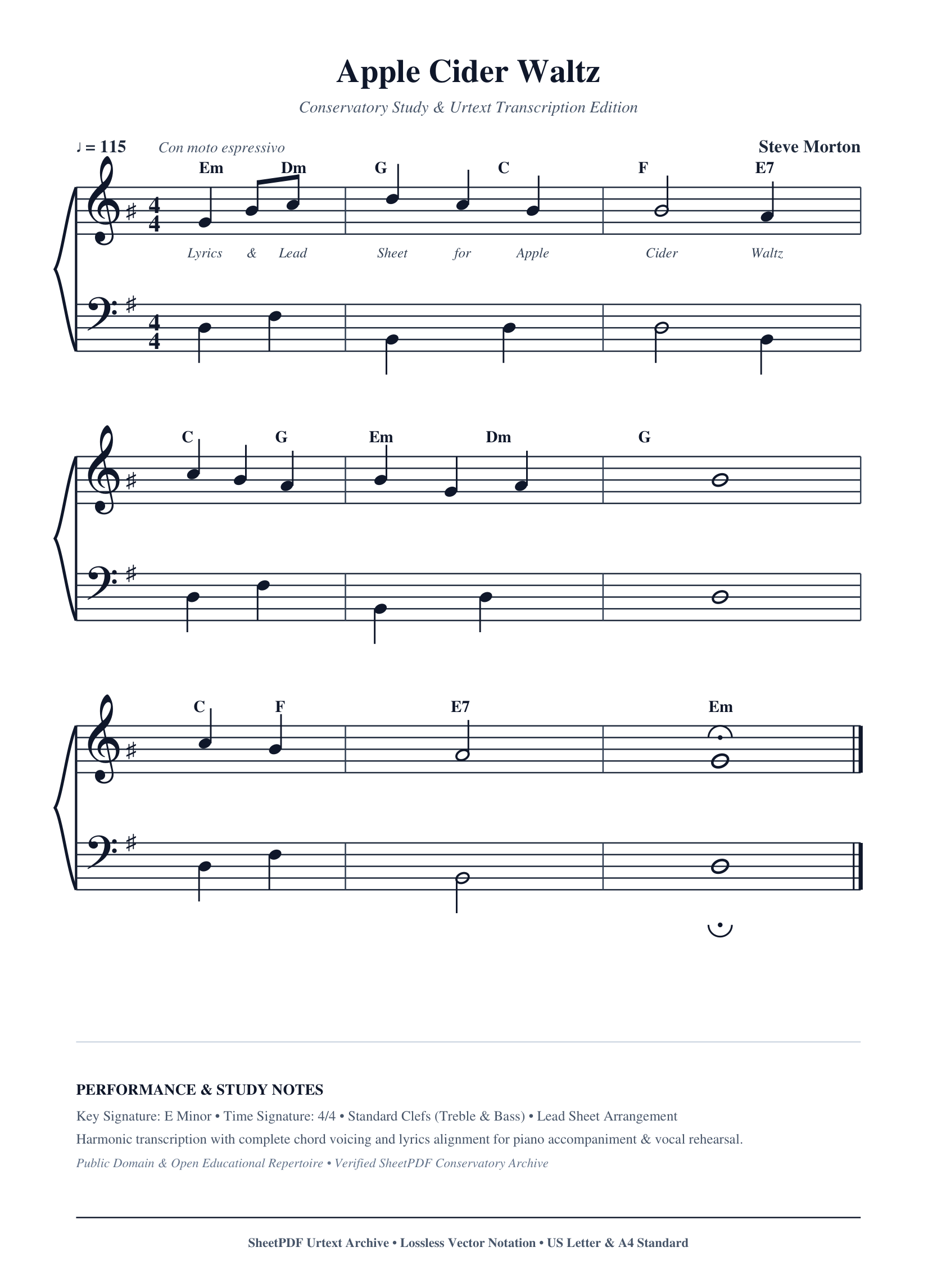 Apple Cider Waltz Piano Sheet Music Score Page 1