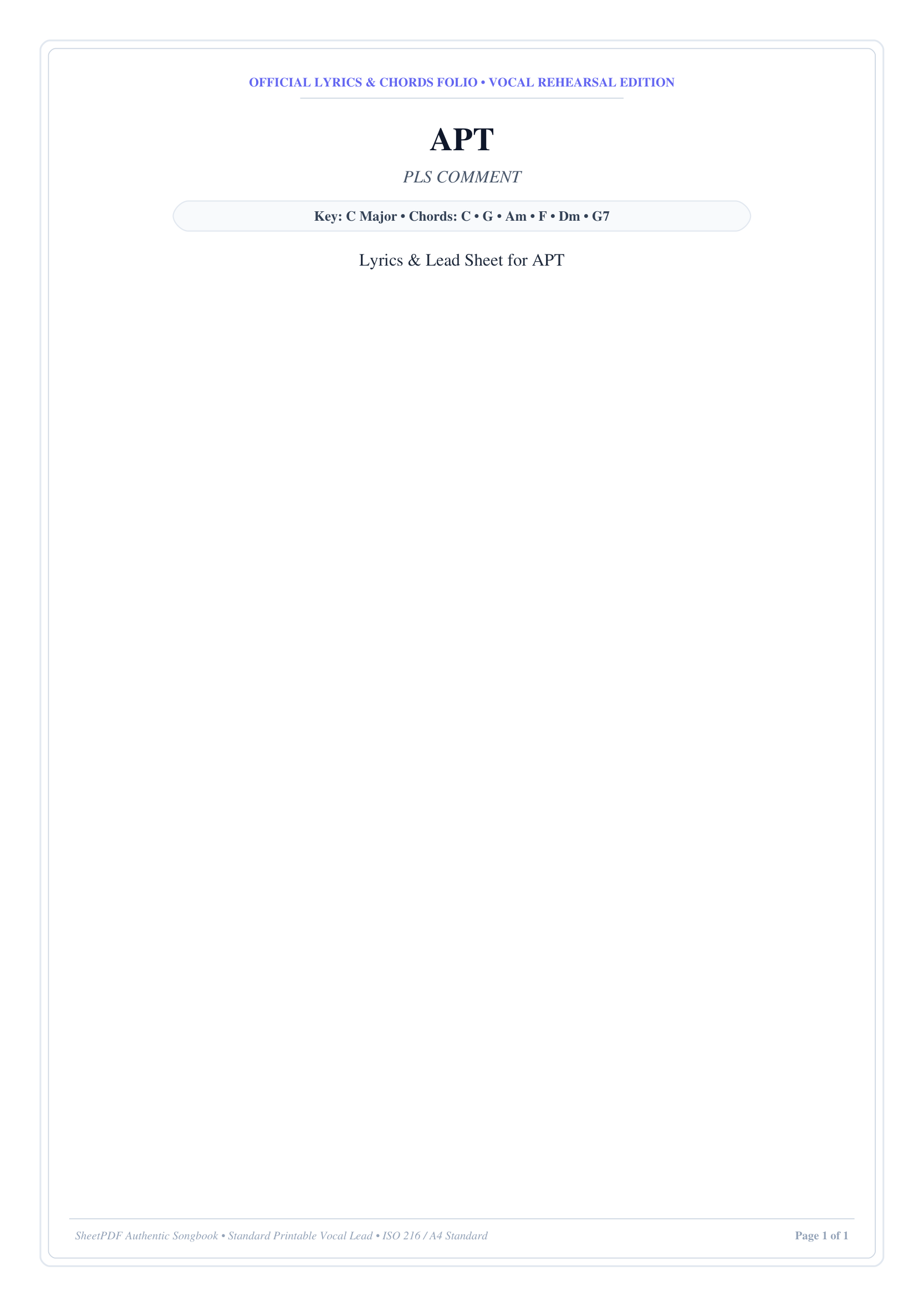 APT Lyrics & Chords Folio