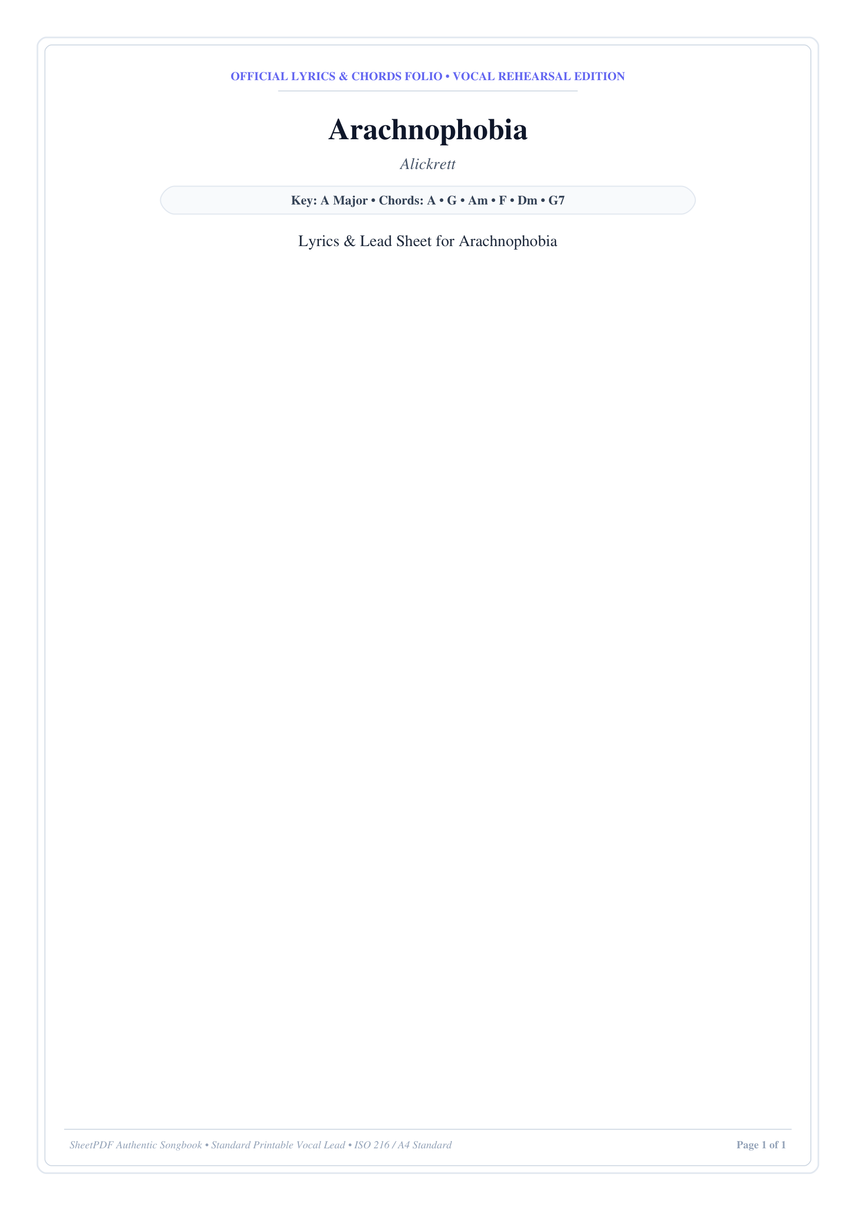 Arachnophobia Piano Sheet Music Page 1 Free PDF