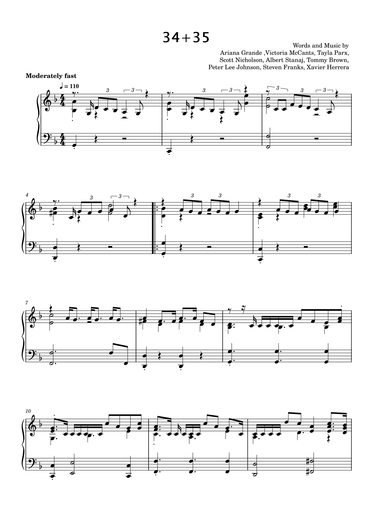 34+35 Piano Sheet Music Page 1 Free PDF