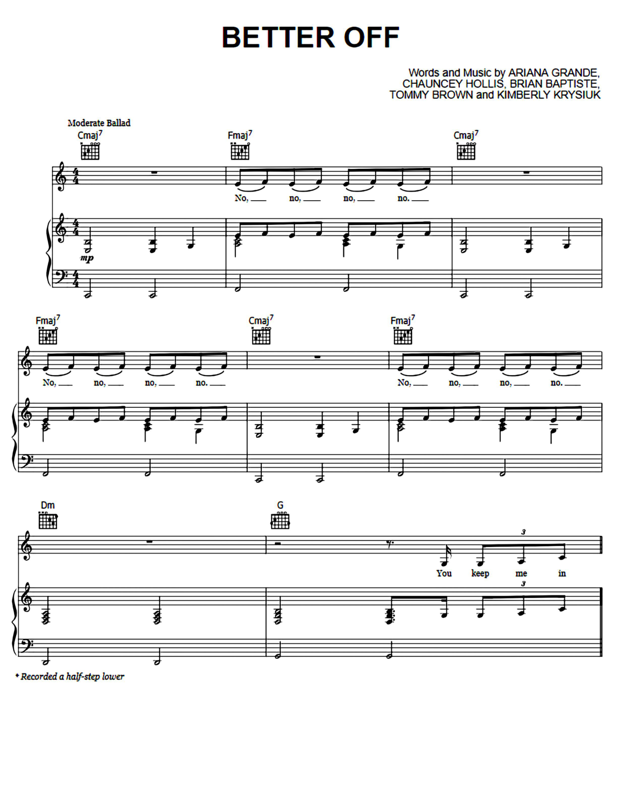Better Off Piano Sheet Music Page 1 Free PDF