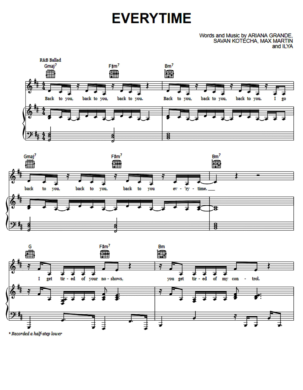 Everytime Piano Sheet Music Score Page 1