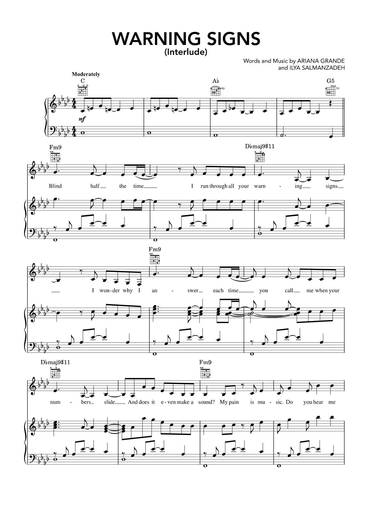 Warning signs Piano Sheet Music Page 1 Free PDF