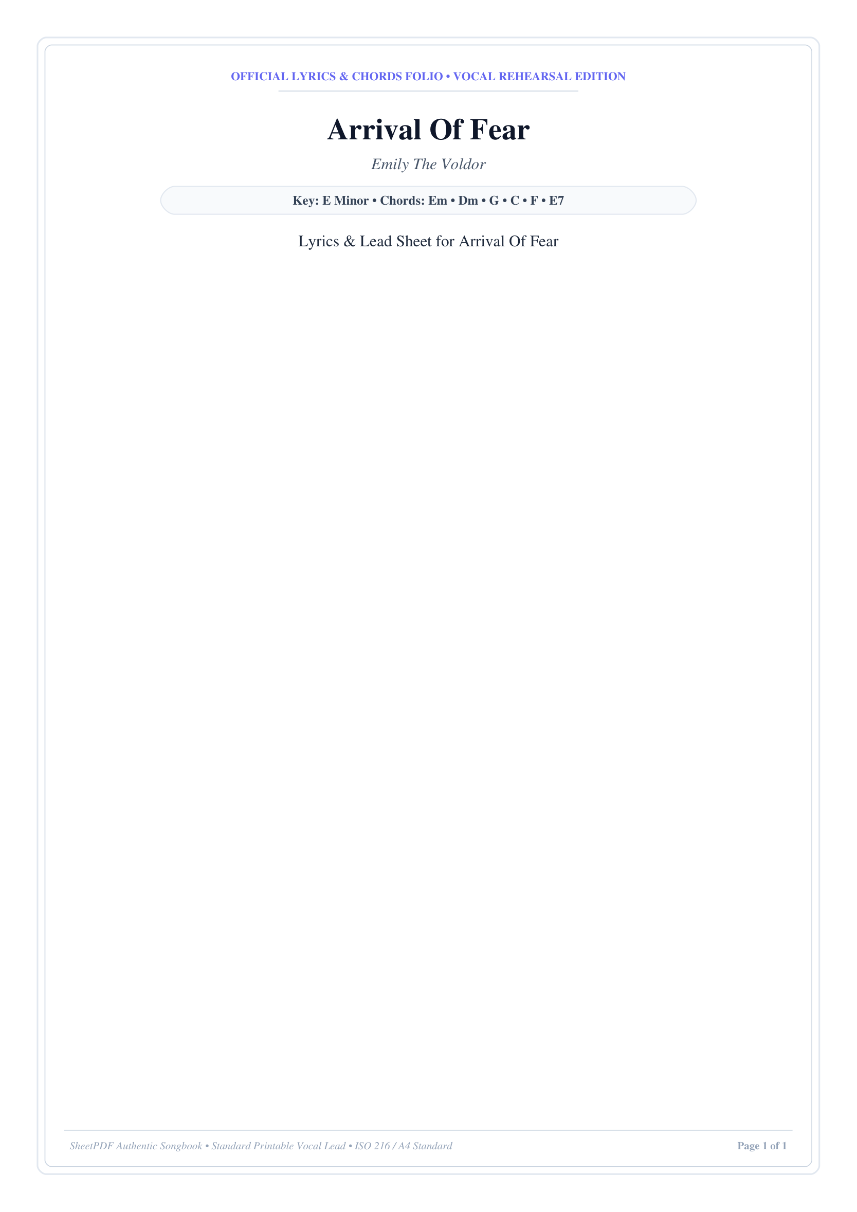Arrival Of Fear Piano Sheet Music Page 1 Free PDF