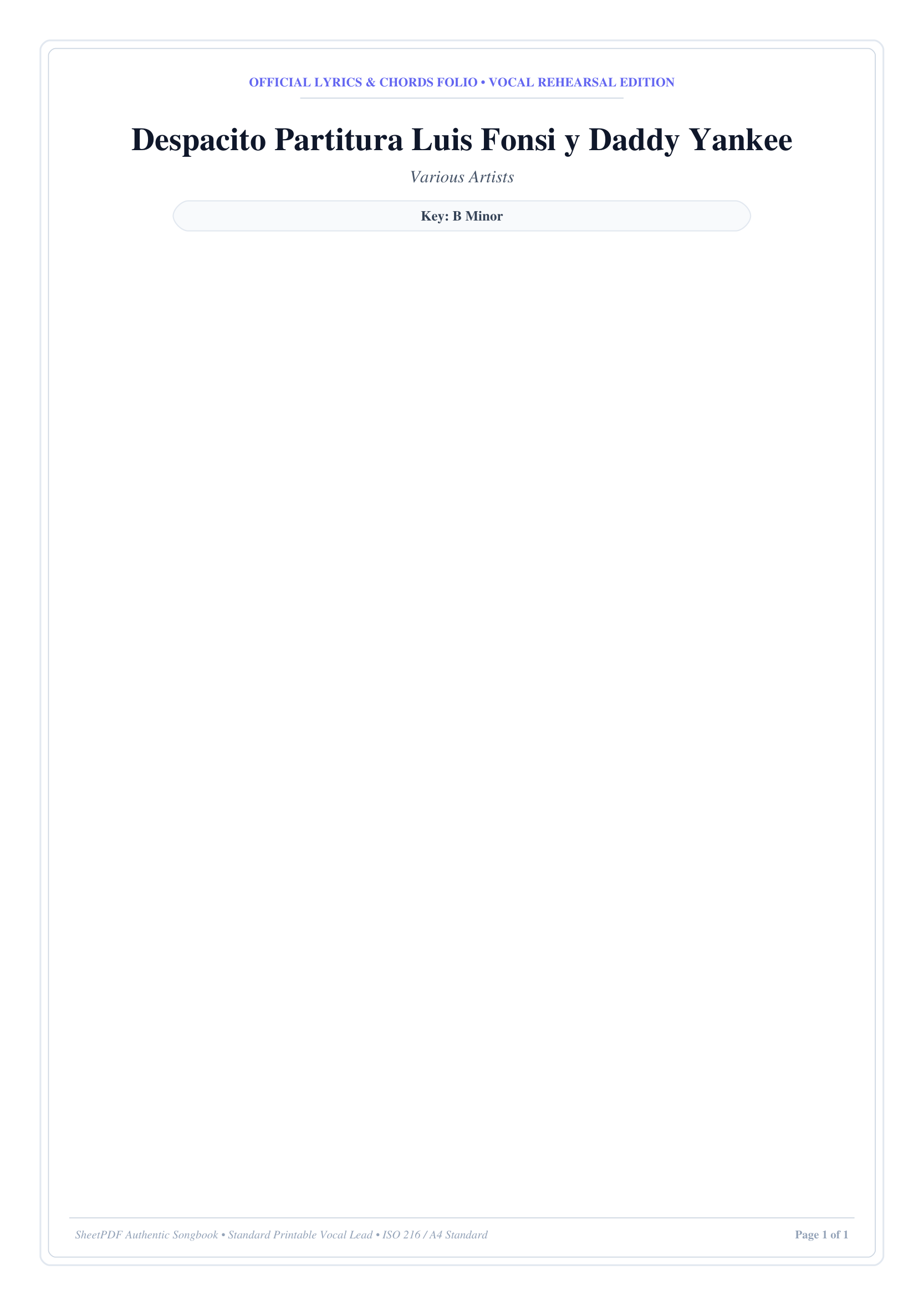 Despacito Partitura Luis Fonsi y Daddy Yankee Piano Sheet Music Page 1 Free PDF