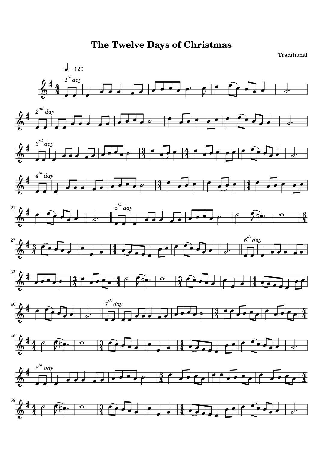 The Twelve Days of Christmas Flute Piano Sheet Music Page 1 Free PDF