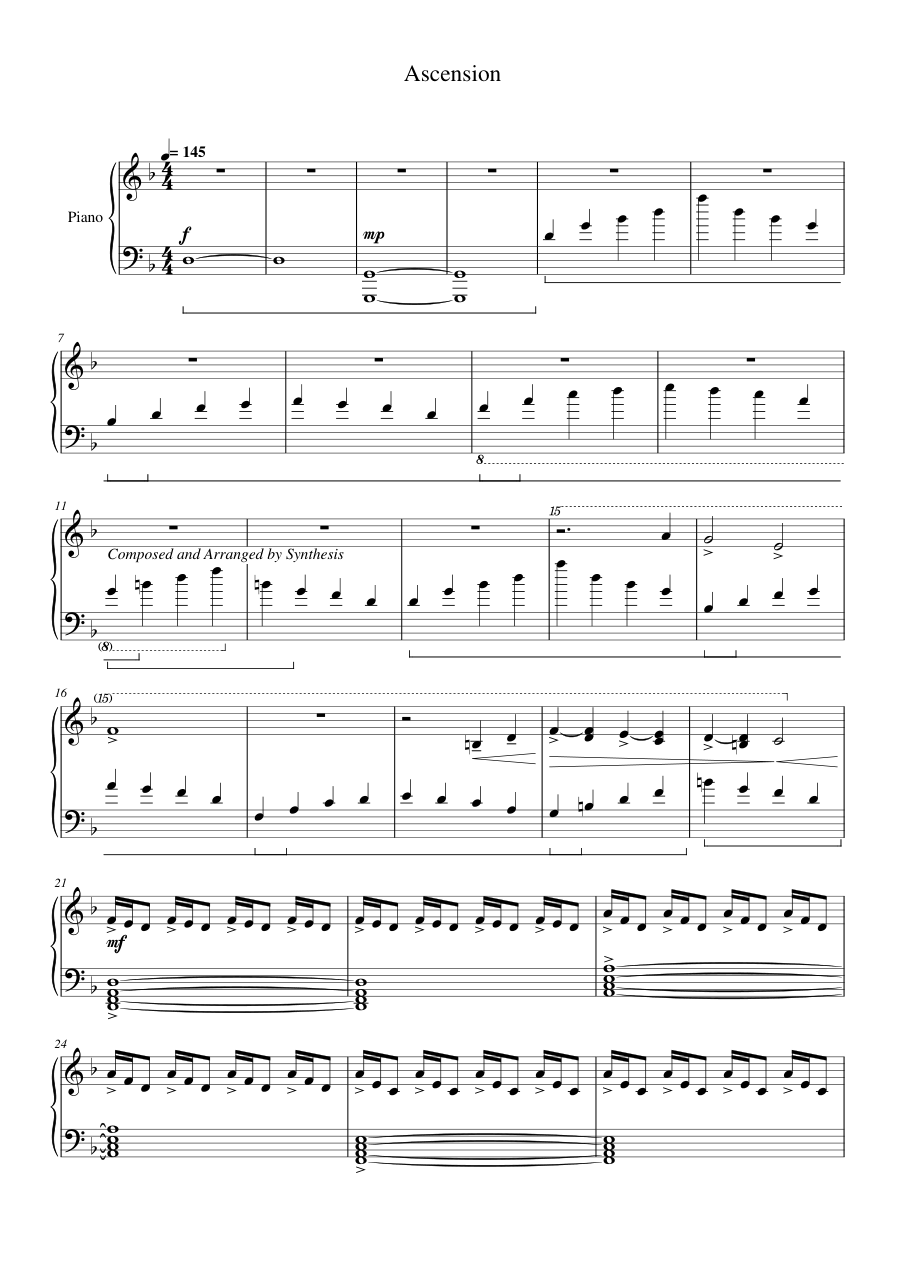 Ascension Piano Sheet Music Score Page 1