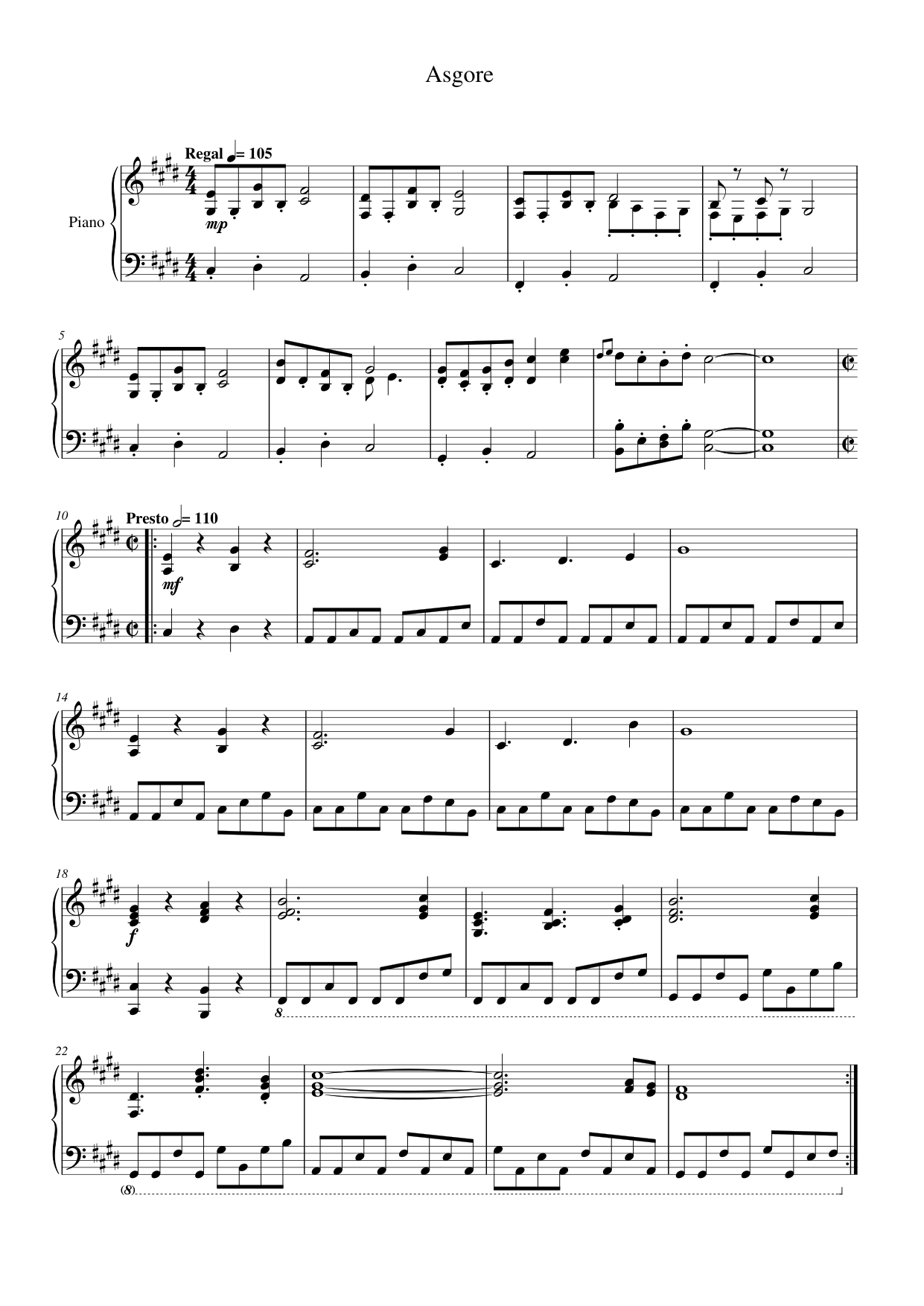 ASGORE Piano Sheet Music Page 1 Free PDF
