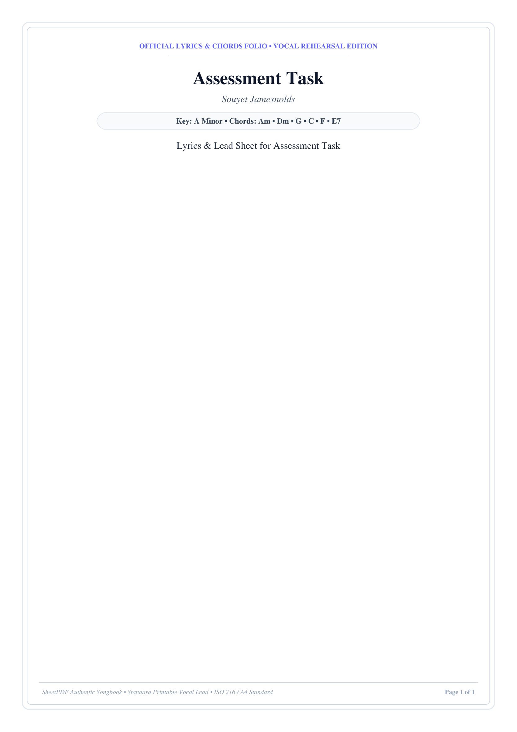 Assessment Task Piano Sheet Music Page 1 Free PDF