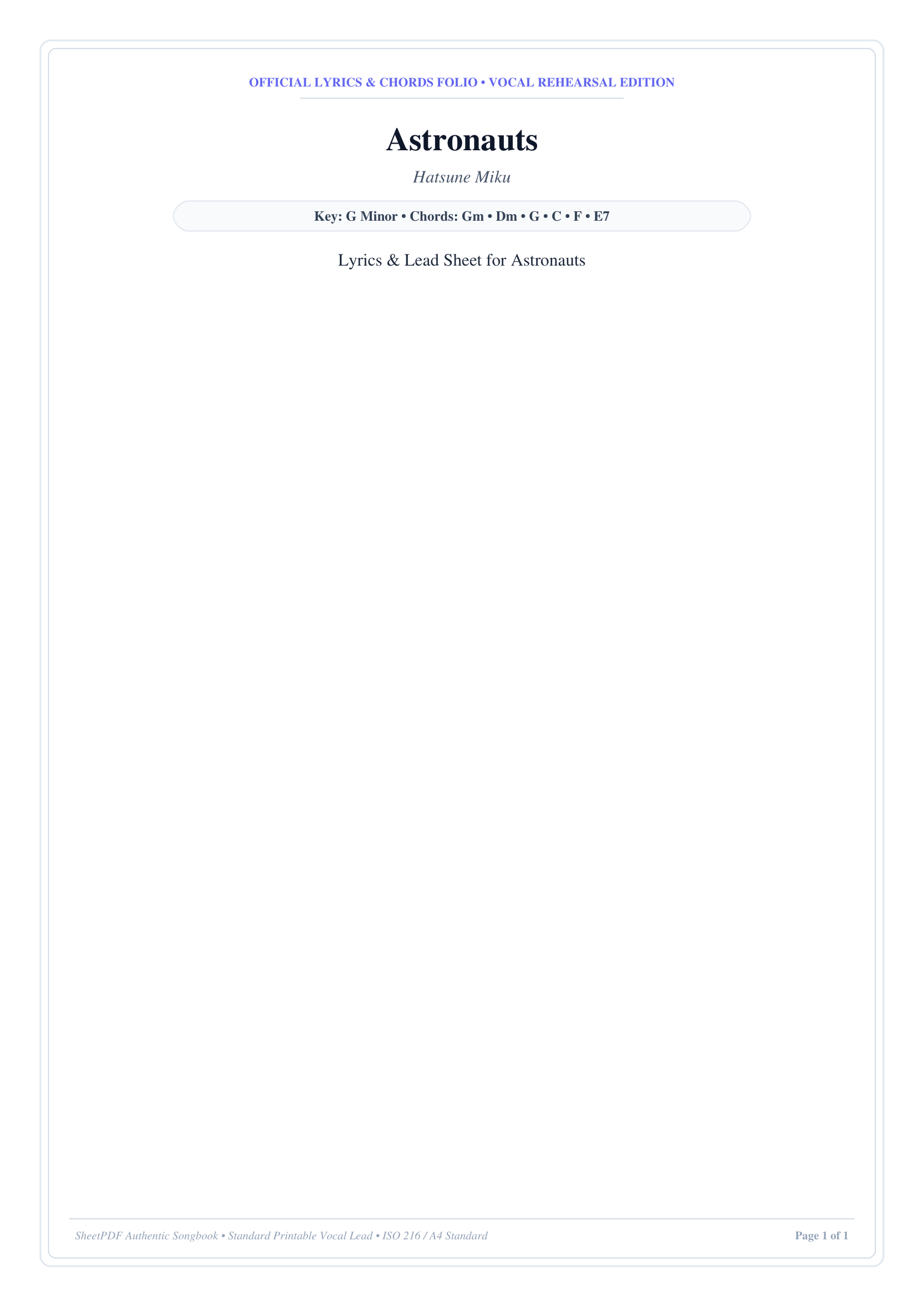 Astronauts Piano Sheet Music Page 1 Free PDF