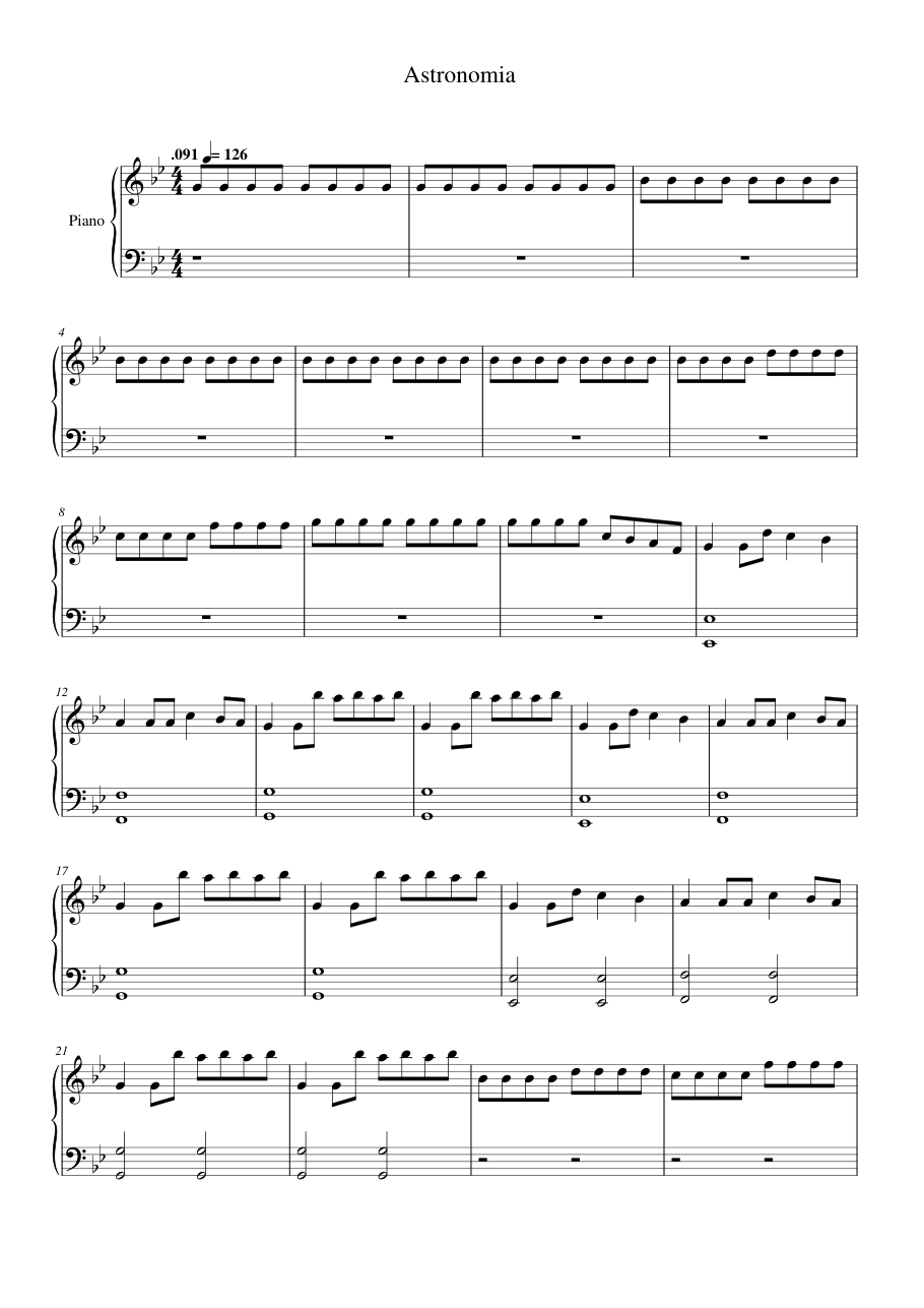 Astronomia Piano Sheet Music Page 1 Free PDF