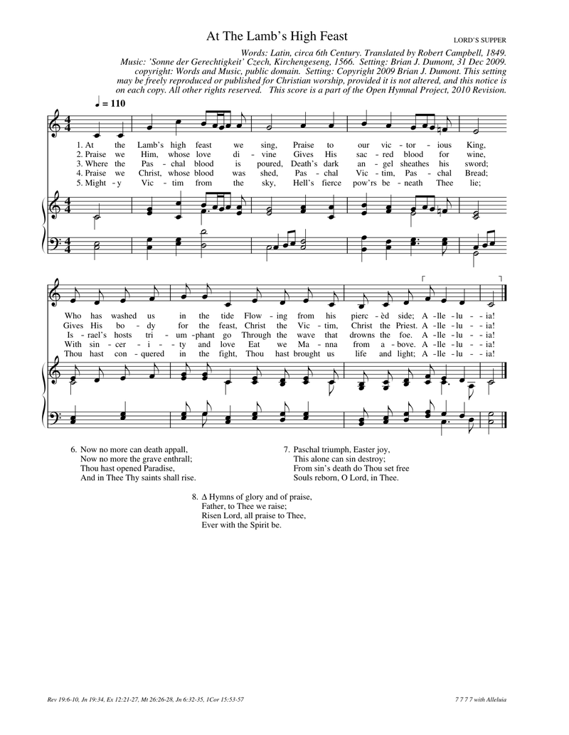 At The Lamb's High Feast Piano Sheet Music Page 1 Free PDF