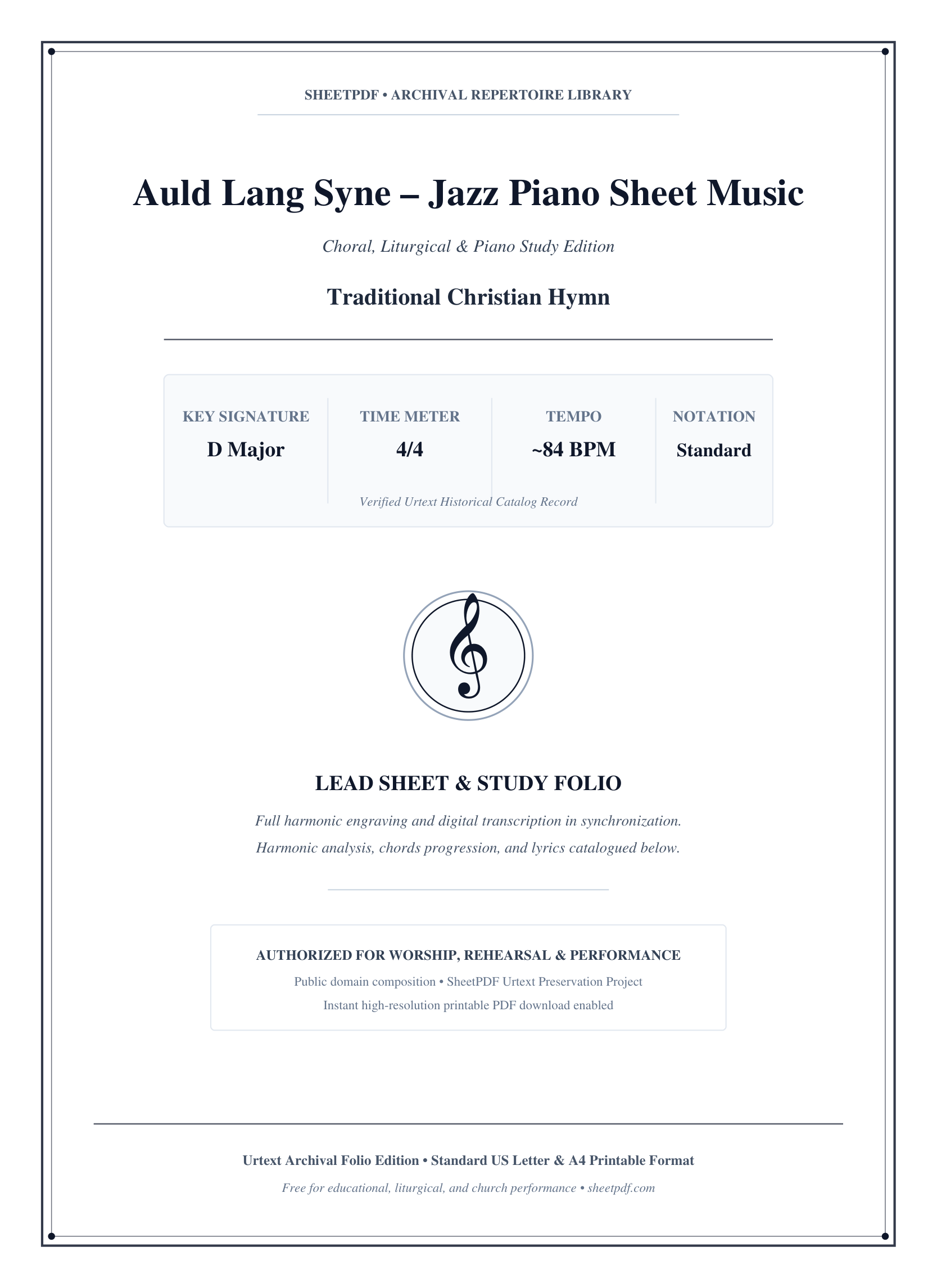 Auld Lang Syne – Jazz Piano Sheet Music Piano Sheet Music Page 1 Free PDF