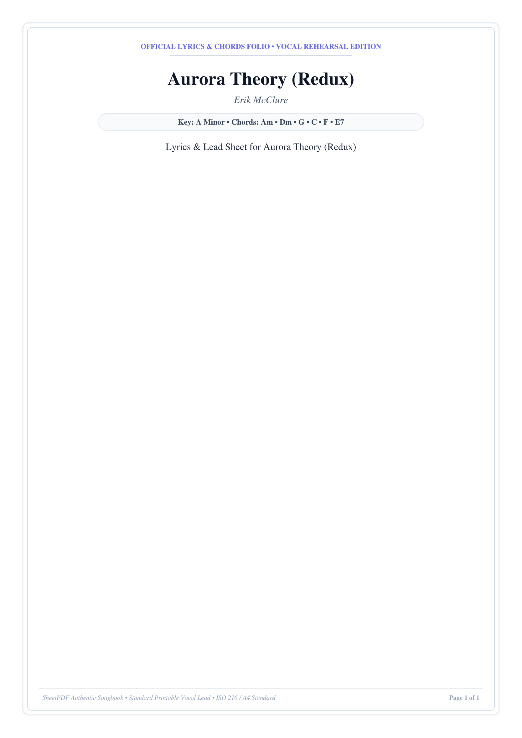 Aurora Theory (Redux) Piano Sheet Music Page 1 Free PDF