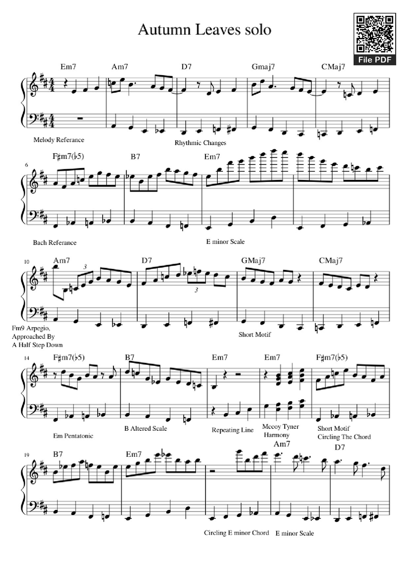 Autumn Leaves Piano Sheet Music Page 1 Free PDF