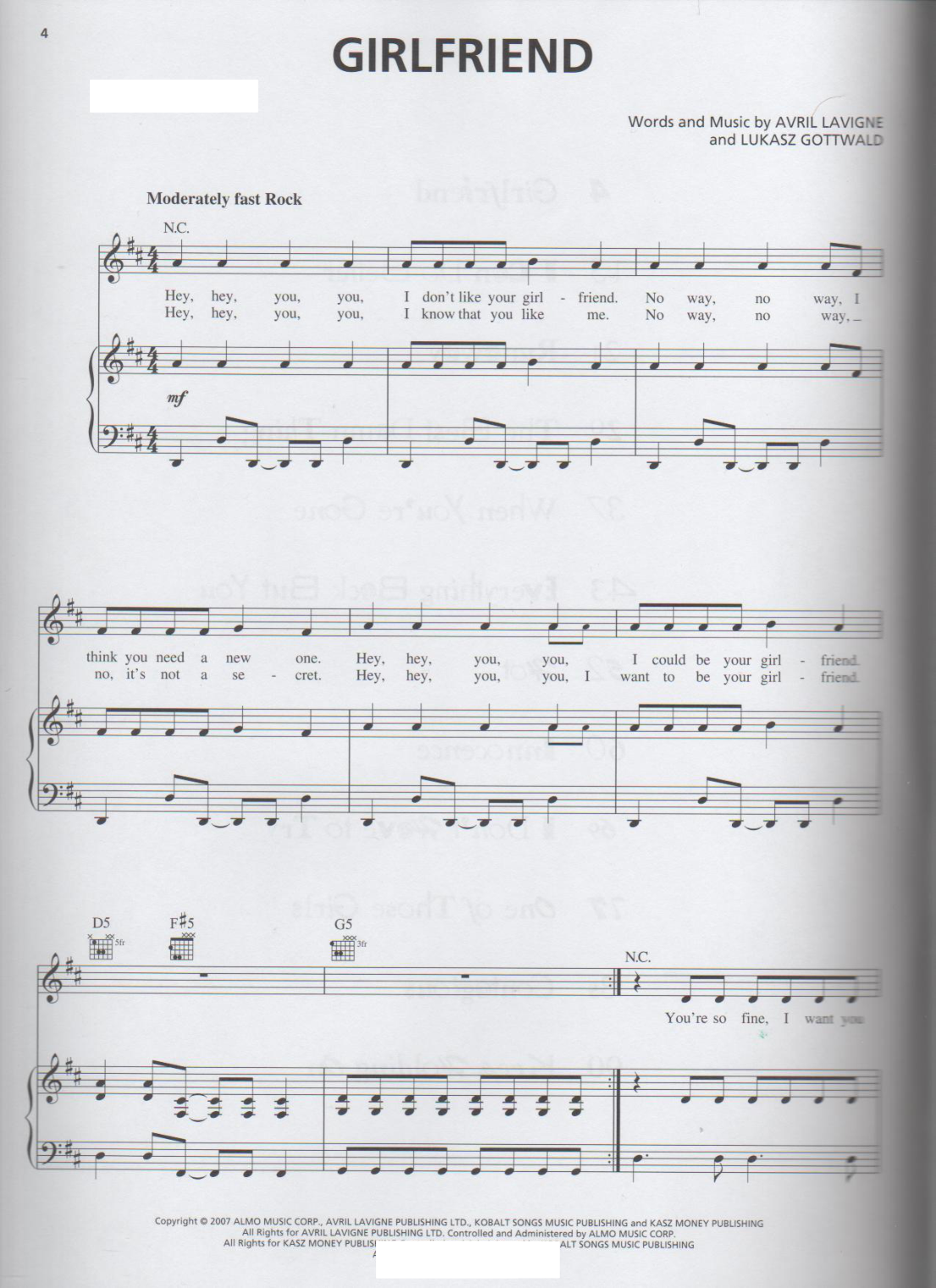 Girlfriend Piano Sheet Music Page 1 Free PDF