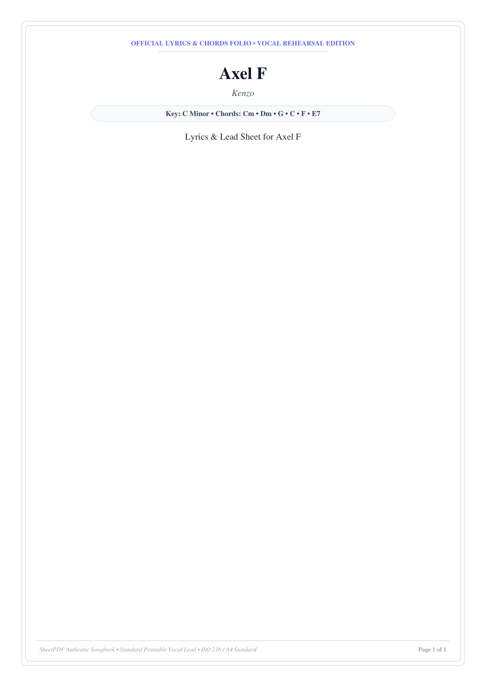 Axel F Piano Sheet Music Page 1 Free PDF