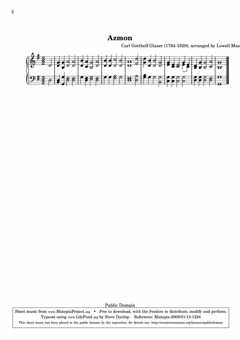 Azmon Piano Sheet Music Page 1 Free PDF