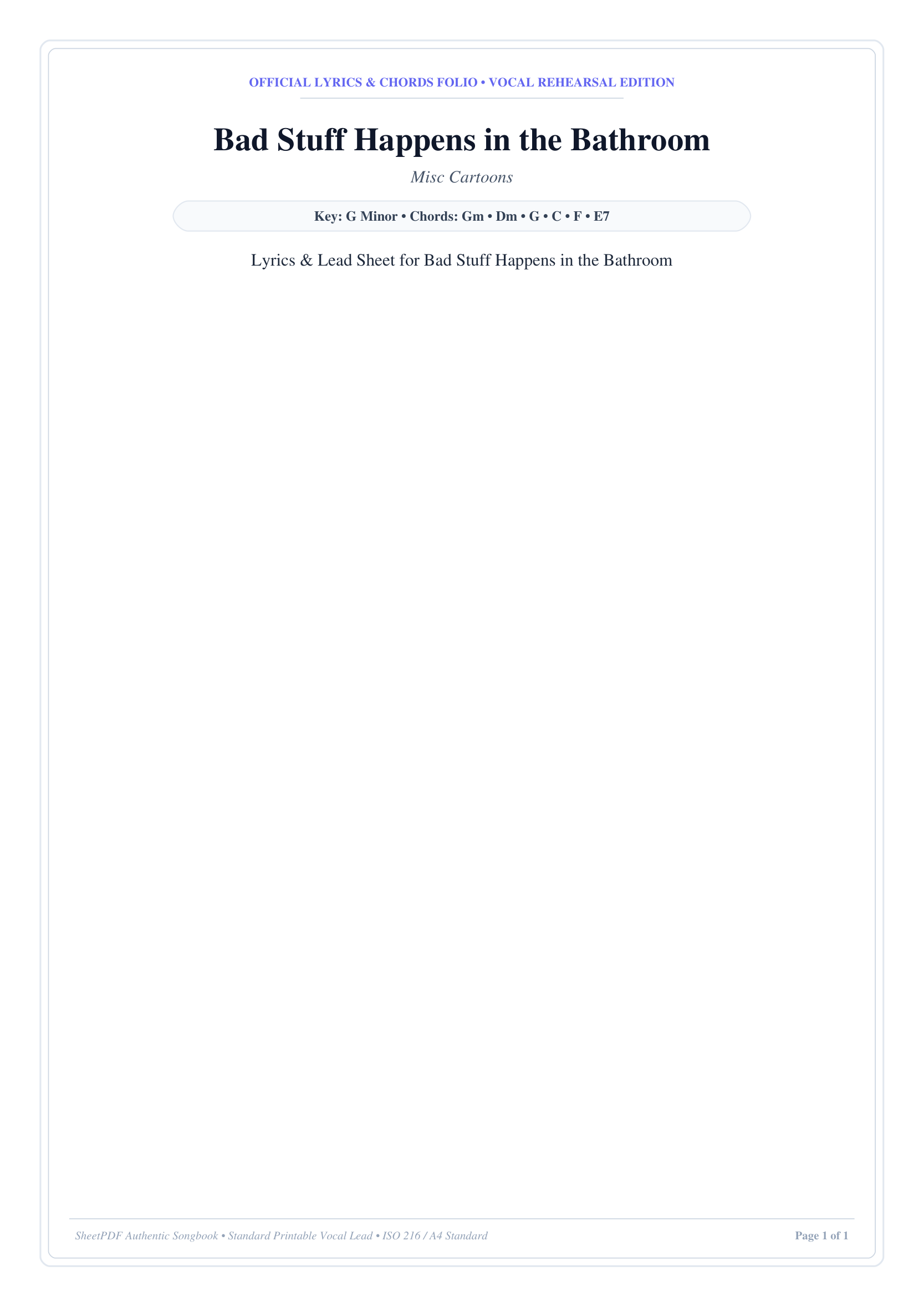 Bad Stuff Happens in the Bathroom Piano Sheet Music Page 1 Free PDF